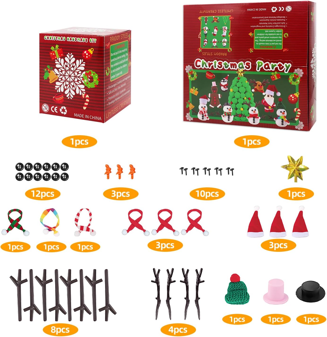 ISKIHO 9 Pack Christmas Snowman DIY Crafts Kit,Christmas Crafts for Kids,Build a Snowman Gingerbread Man,Santa,Penguins,Elk & Christmas Tree Kit Modeling Clay DIY Christmas Gifts Crafts