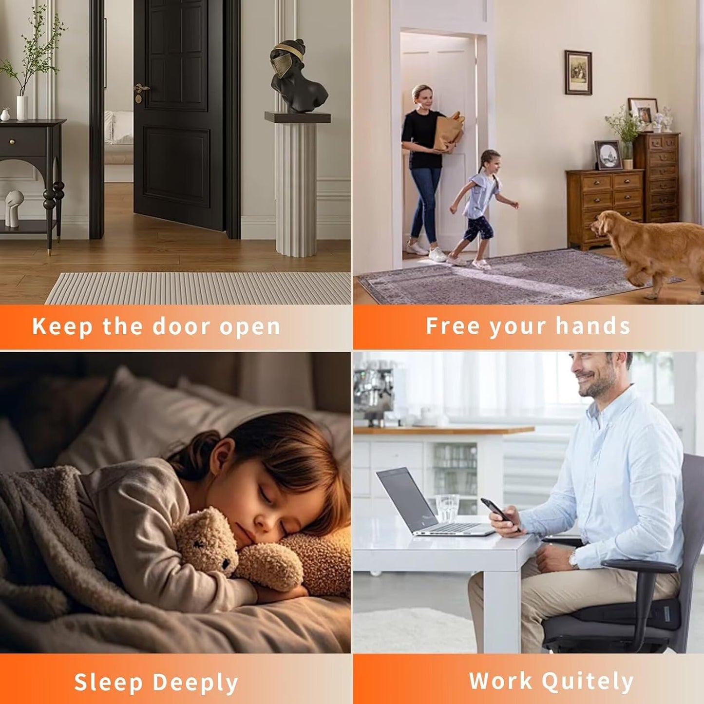 Bak Bo Magnetic Door Stoppers 4 Pack Bottom of Door Holder Keep Door Open No Drilling Magnet Floor Door Stop with Screws and Adhesive Antique Brass DS268AB-4