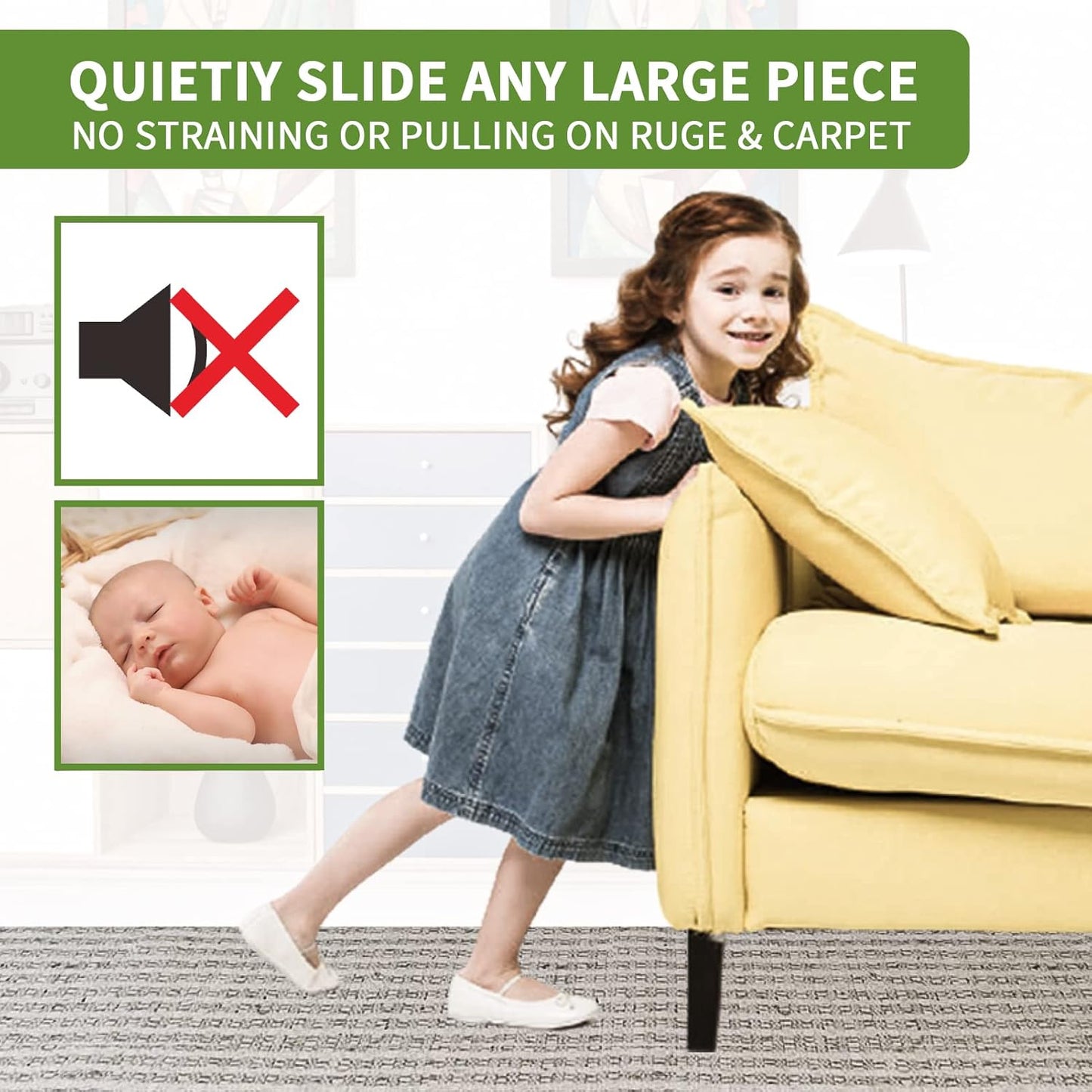 Furniture Sliders for Carpet 16PCS - 3 1/2 inch Sliders for Moving Furniture – Appliance Slider for for Carpet