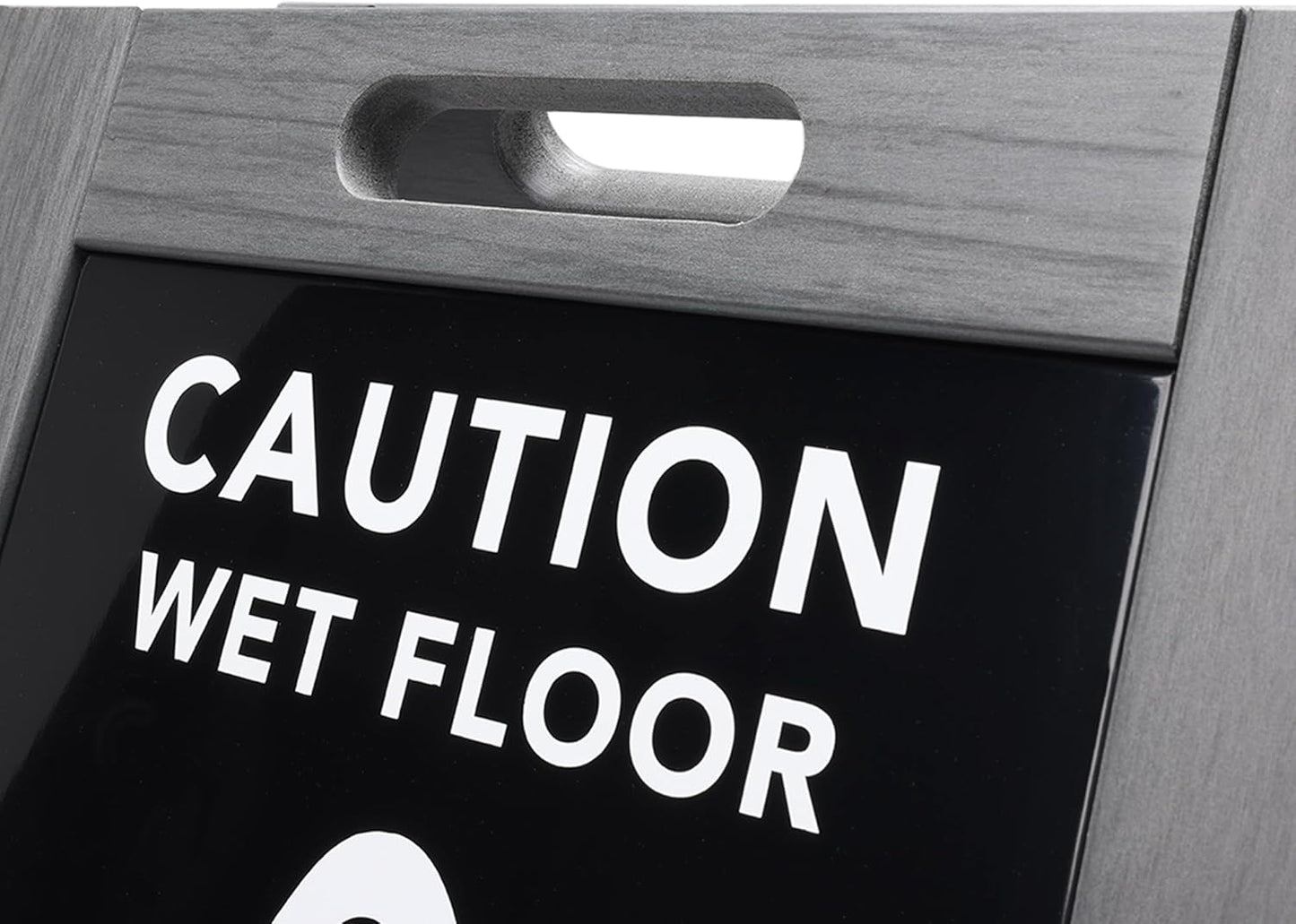 Premium Outdoor Composite Caution Wet Floor Sign – Bilingual w/Non-Skid Plastic Feet, Black Plate – For Hotels, Schools, Offices, Areas, Restrooms, Pool Decks & Shops, Grey