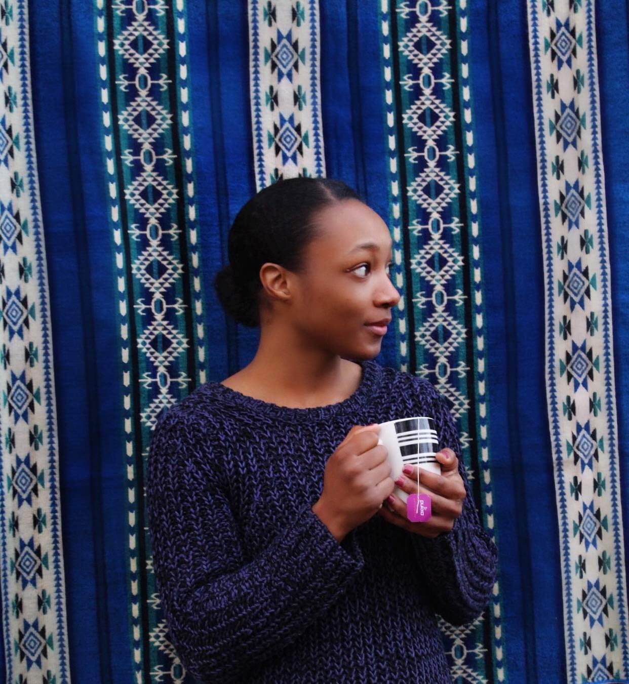 Inca Aztec Throw, Queen, King Blanket | Southwest Indian Navajo Boho Style | Native Cover for Camping, Bedding, Couch, Vanlife | Faux Alpaca, Lightweight, Hypoallergenic (Kocha Blue, Throw)