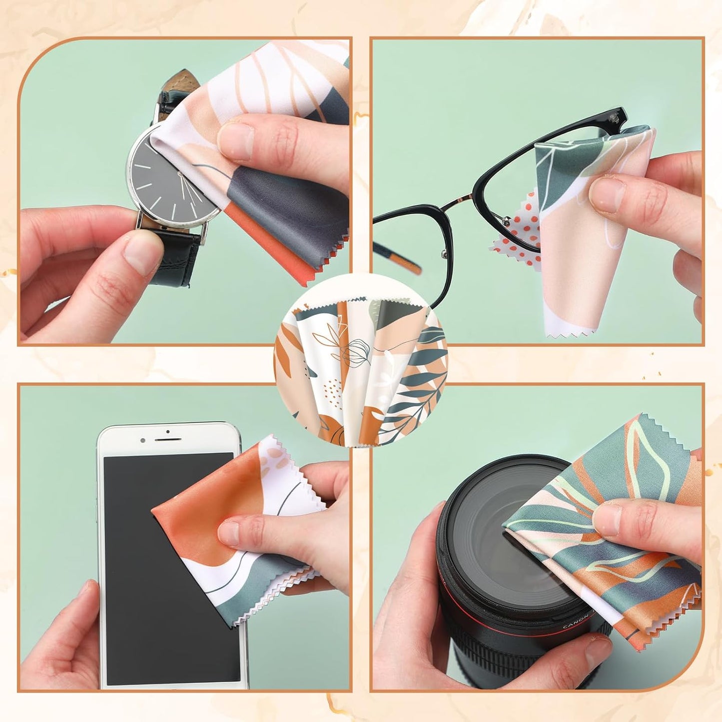 Sinmoe 20 Pcs Microfiber Cleaning Cloth for Glasses Cute Boho Abstract Design Microfiber Cloth Soft Multicolor Glasses Cleaner Cloth for Eyeglasses Camera Lens Cell Phone Screens Glasses, 6 x 6 Inches