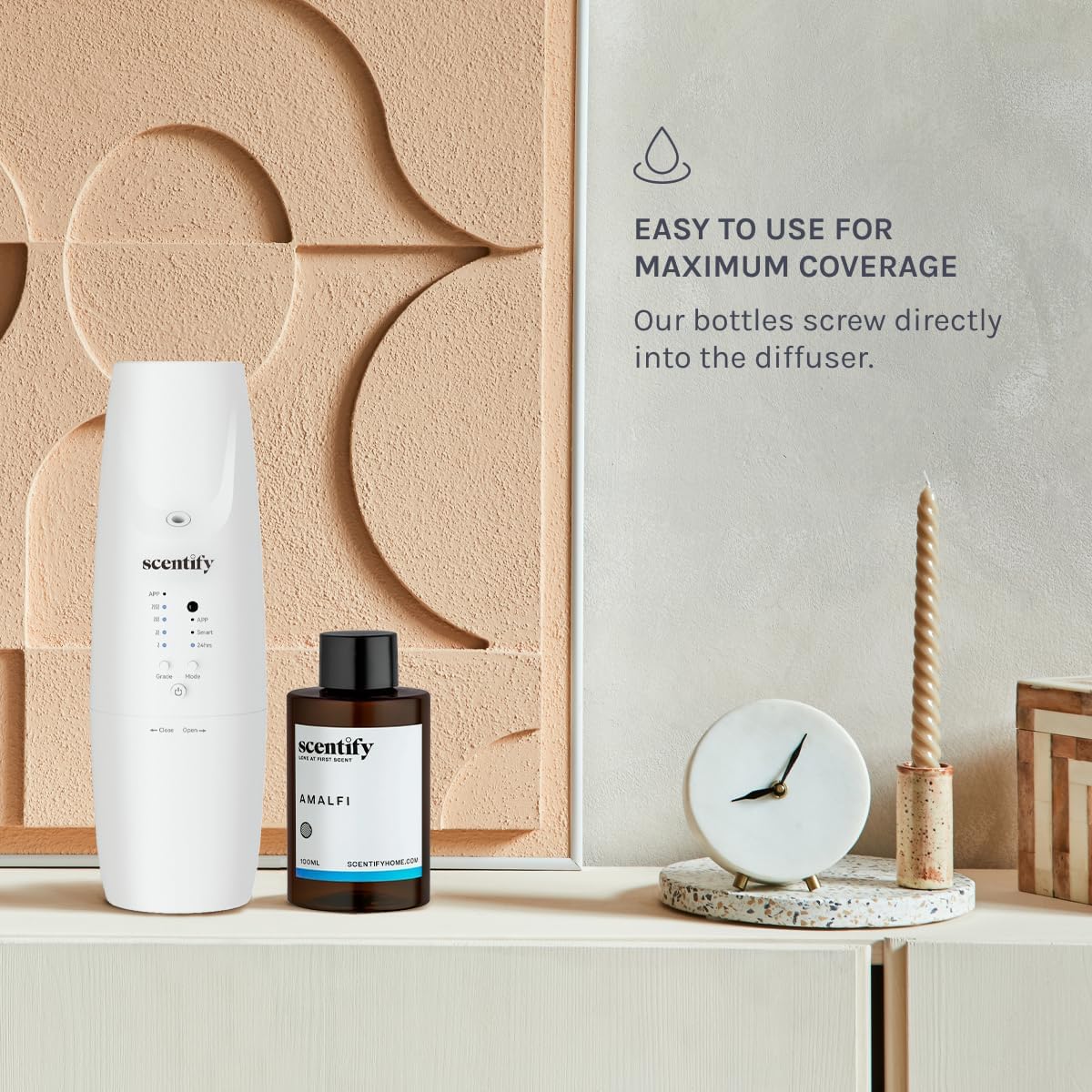 Scentify Amalfi Aroma Oil Refill Scent for Oil Diffusers - Lemon, Jasmine, Orchid, Amber, Musk Scents - Luxurious Relaxing Aromatherapy Diffuser Fragrance 100ml, 3.38 oz