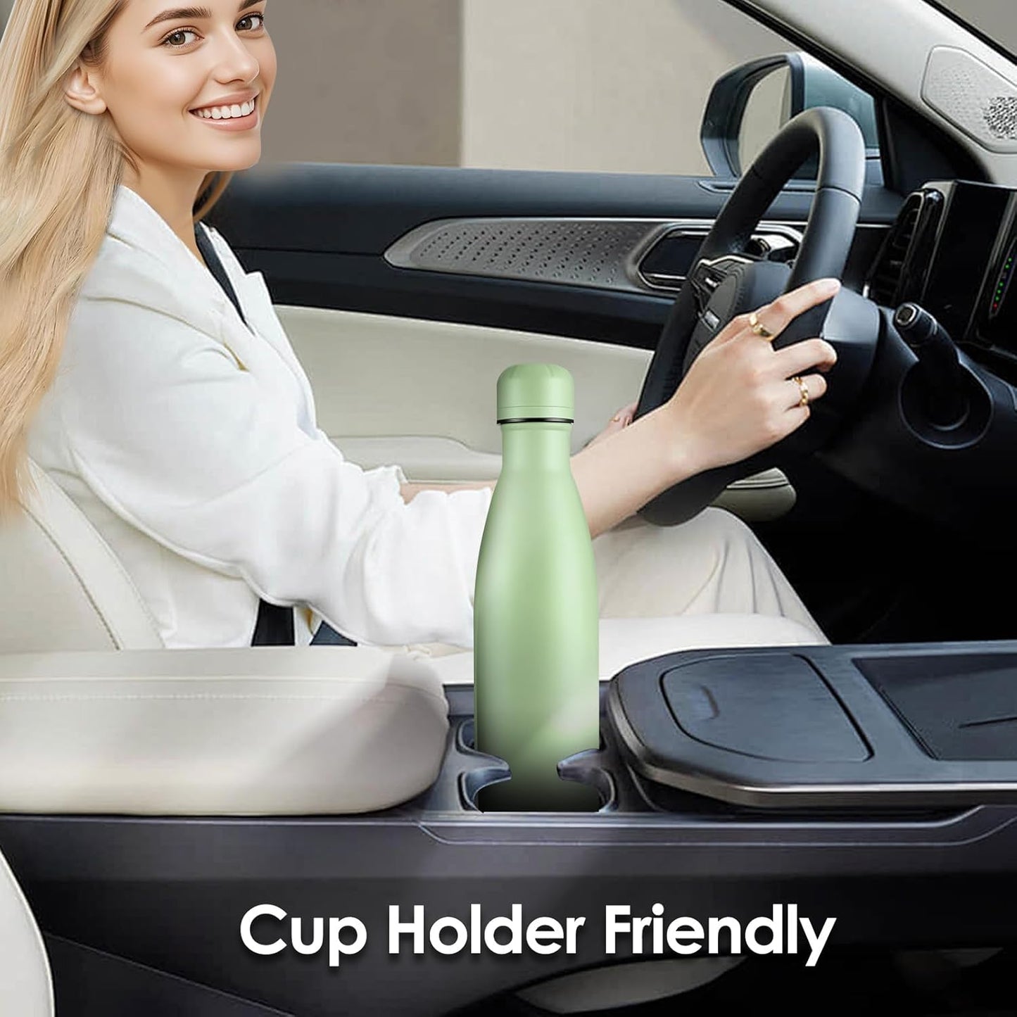 17oz Cola-Bottle Shaped Stainless Steel Leak-proof Water Bottle,Double Wall Vacuum Insulated Metal,Travel Mug For Sports Indoors & Outdoors,BPA-Free School Kids Flasks,Green(4Pack)