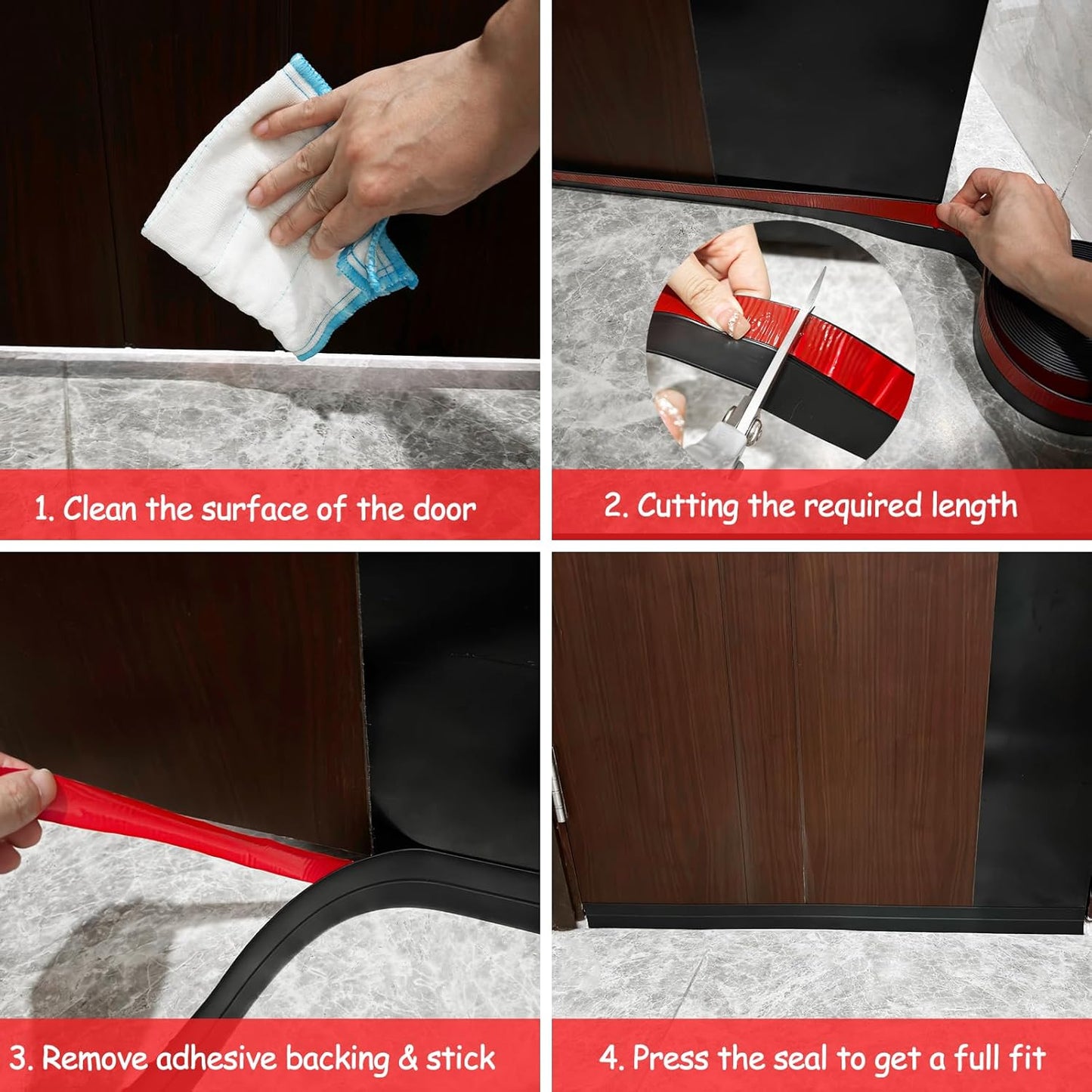 Silicone Weather Stripping, 2 inch (W) x 20 Ft (L) Door Draft Stopper Window Seal Strip for Gaps of Door & Windows, Garage Door Under Bottom, Sealing Tape Shower Doors Sweep, Black