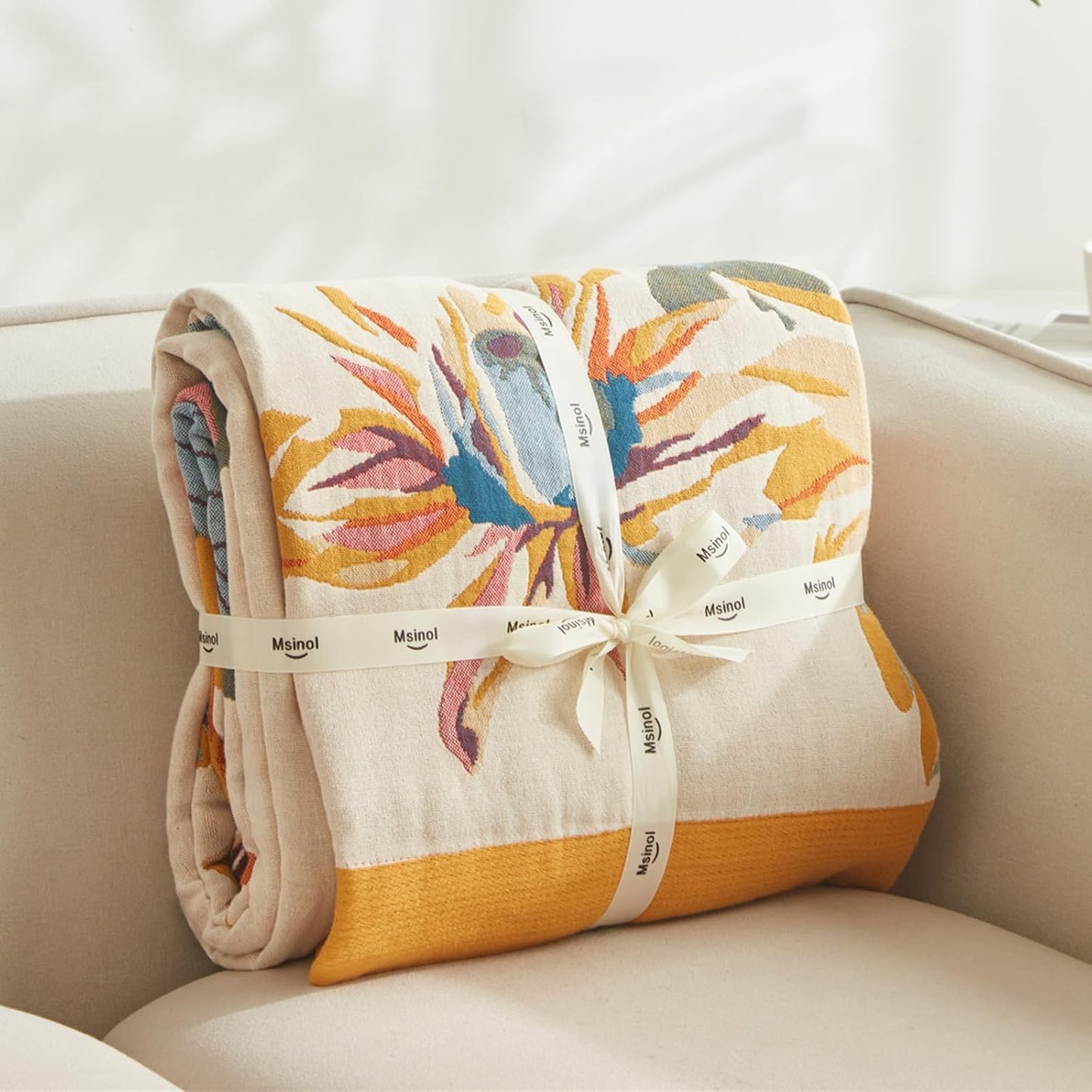 Floral Blanket Breathable Luxury Throw Rustic Quilt Lightweight Cotton Bedspread Multifunctional Blanket for Sofa Couch Chair (80"x90",02-Colorful Flowers)