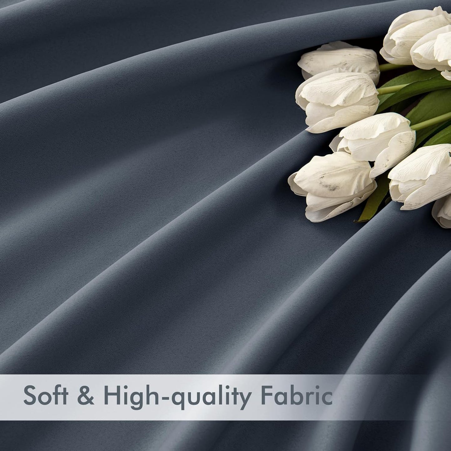 MIULEE Stone Blue Back Tab Blackout Curtains 63 Inch Length 2 Panels Set for Living Room Bedroom Privacy, Rod Pocket/Pinch Pleat Thermal Insulated Room Darkening Pleated Light Blocking Drapes