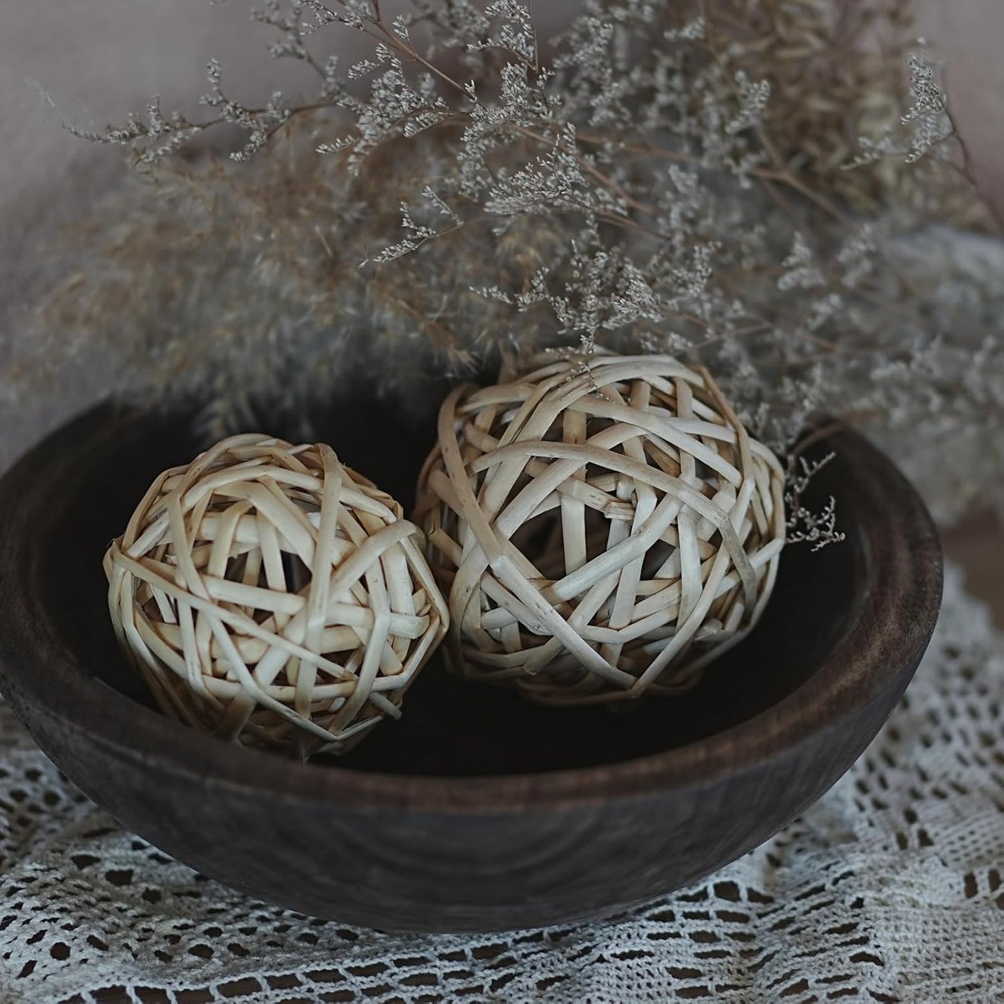 Hand Carved Wooden Decorative Bowl for Home Entryway Decor, Wood Centerpiece Bowl for Coffee Table Decor, Wood Dough Bowl for Farmhouse Decor (Brown)