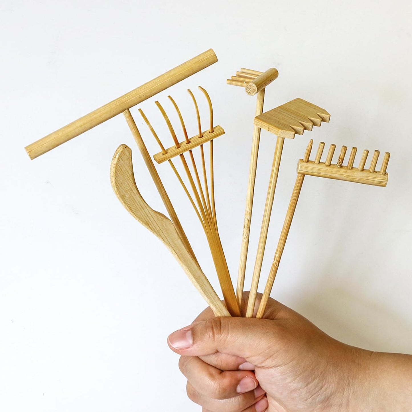 Mini Zen Garden Rake Set 6PCS - Premium Natural Bamboo Sand Rakes with Gift Box - Zen Garden Tools Kit Accessories Japan Zen Gift Stylus for Meditation & Sand Art