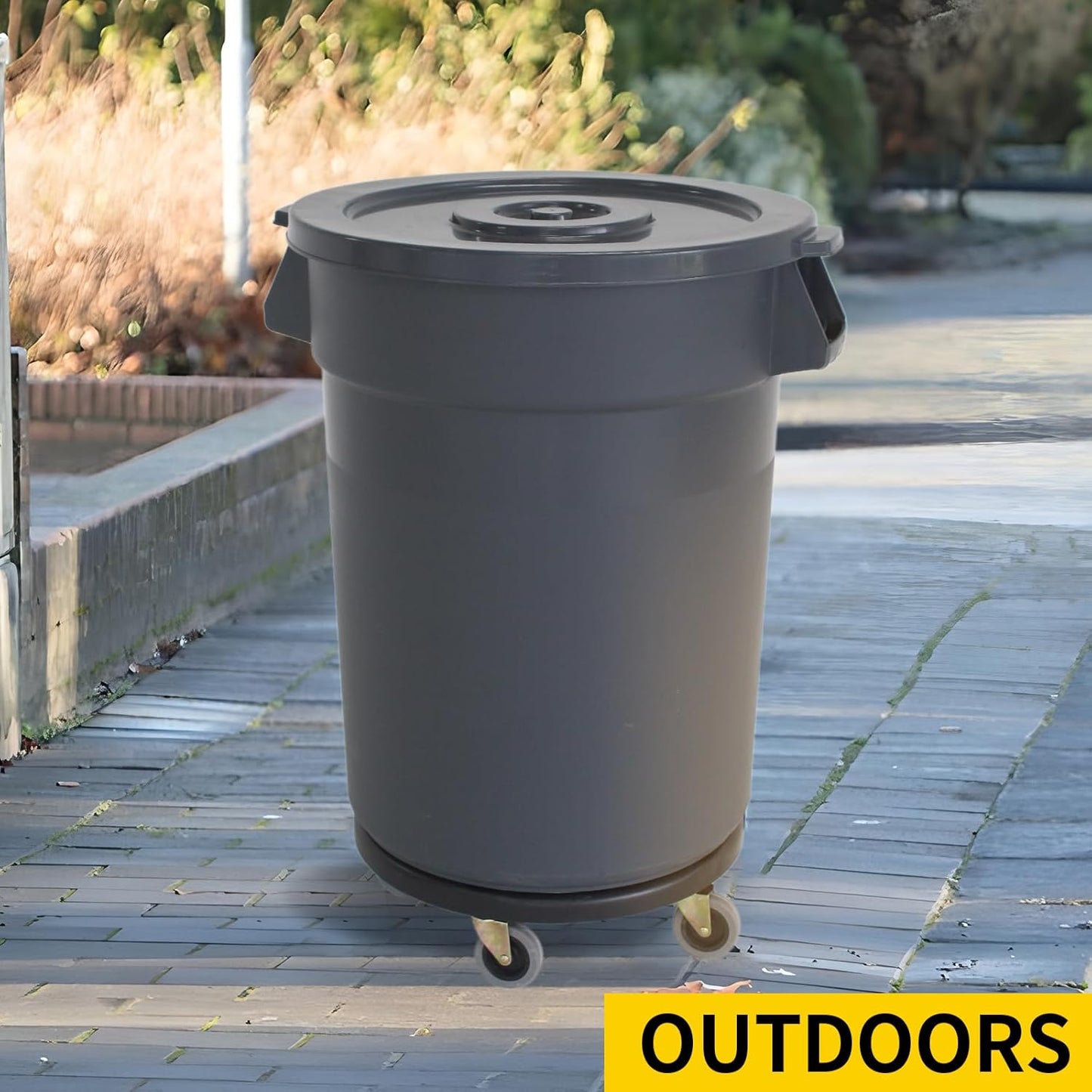 32 Gallon Outdoor Trash Can, Outdoor Trash Can with Lid and Removable Wheels, Rolling Garbage Can, Commercial Garbage Can Suitable for Restaurants, Backyards, and Garages. (1-Pack, 32 Gallon)