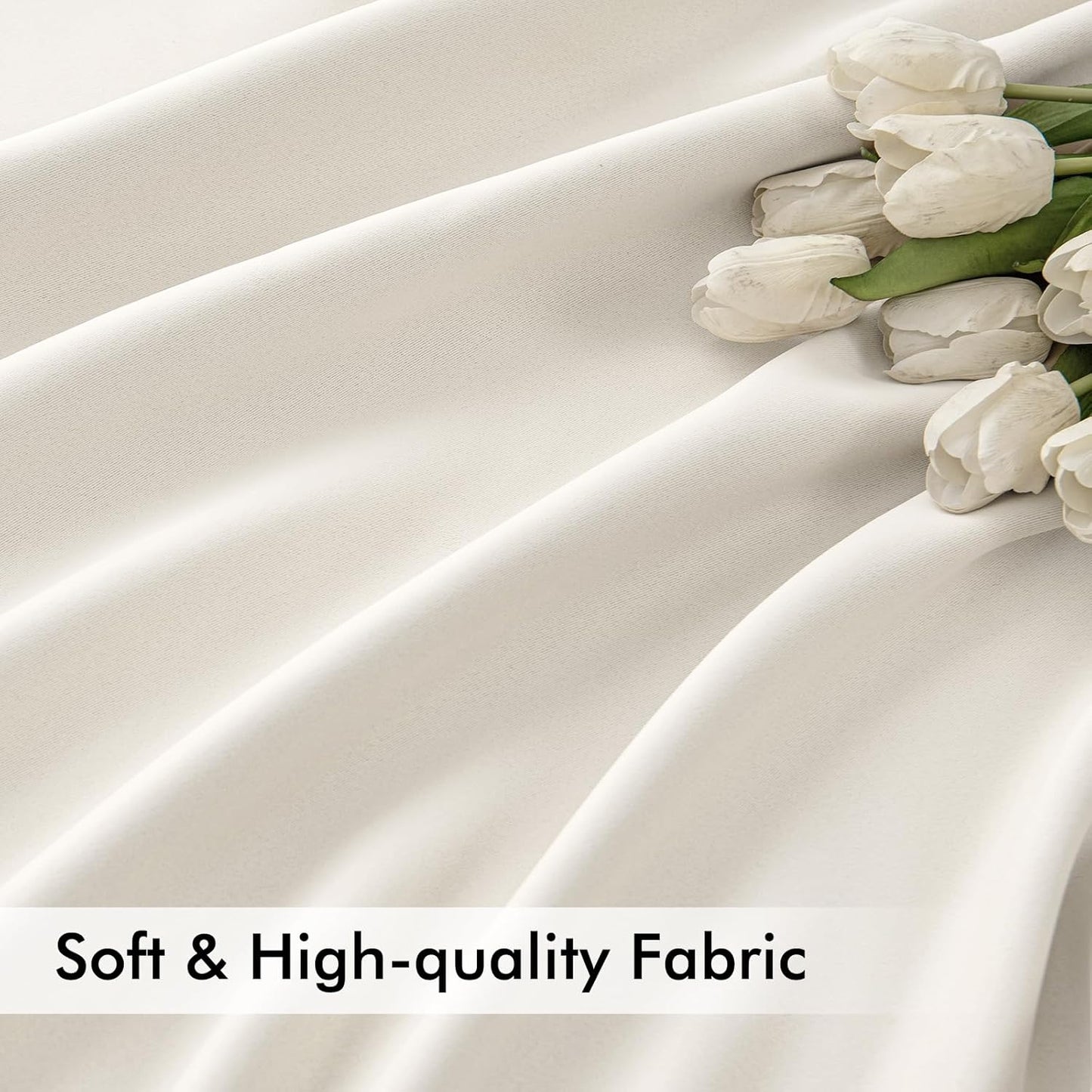 MIULEE Ivory Back Tab Blackout Curtains 90 Inches Long 2 Panels Set for Living Room Bedroom Privacy, Rod Pocket/Pinch Pleat Thermal Insulated Room Darkening Pleated Light Blocking Drapes