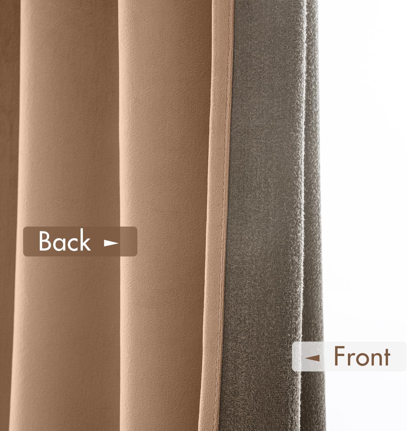 MIULEE Blush Beige Velvet Curtains Thermal Insulated Blackout Curtain Drapes for Bedroom Living Room Darkening 96 Inches Long Curtains Panels Rod Pocket Set of 2