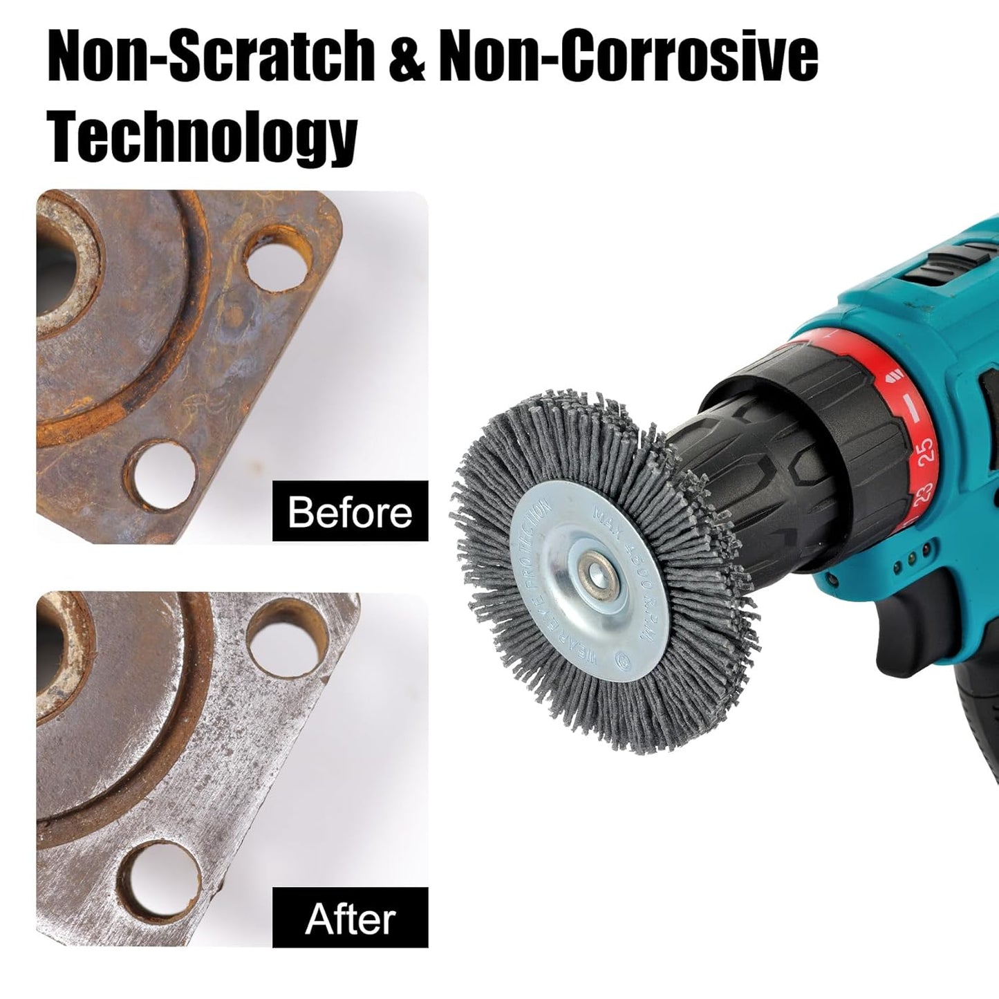 MAXMAN Nylon Drill Brush Set for Rust Removal - 9 Pack Abrasive Wheel & Cup Brush Attachments, 1/4" Hex Shank, Remove Paint & Corrosion from Metal, Wood - Heavy Duty Tools for Drills & Impact Drivers