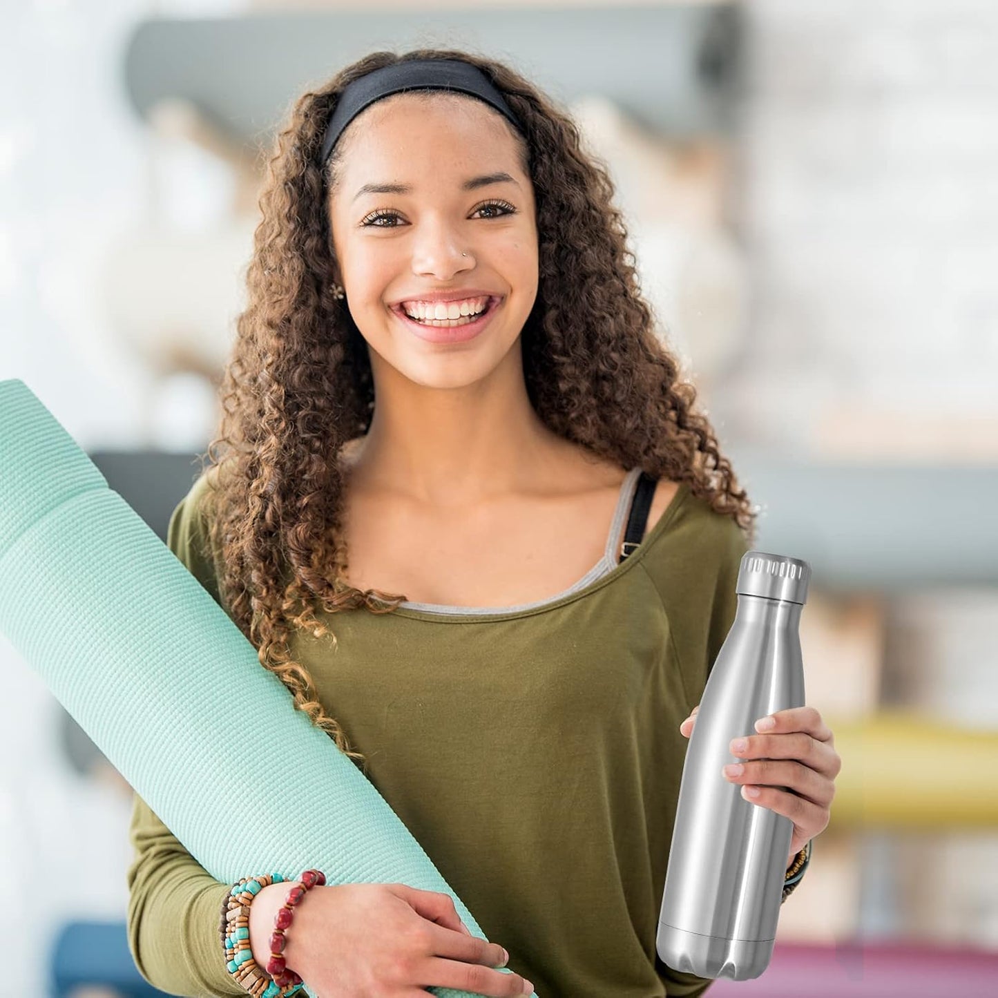 VEGOND 17oz Stainless Steel Water Bottles Bulk, Reusable Metal Sports Water Bottle Keeps Drink Hot and Cold, BPA Free Double Wall Vacuum Cola Shape Insulated Water Bottles for Camping Gym, 8 Pack