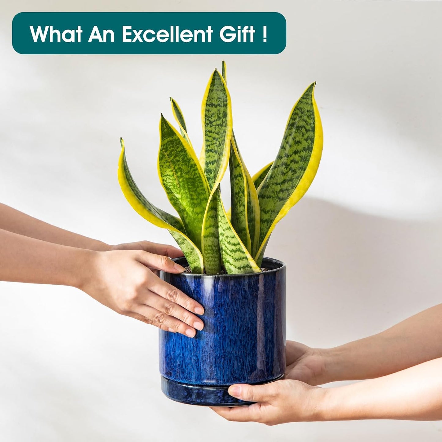 vancasso Ceramic Planters, Plant Pots for Indoor Plants, 6.25+8.25+10.25 Inch Ceramic Pots for Plants, Flower Pots with Drainage Holes (Blue, 6.25+8.25+10.25 Inch)