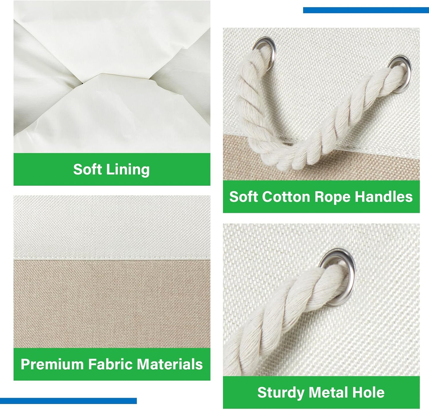 Bidtakay Large Storage Baskets for Organizing Fabric Closet Organizers Storage Bins with Handles 3-Pack 16x11.8x11.8 Inch Collapsible Baskets for Shelves Clothes Home Organization L-White&Beige