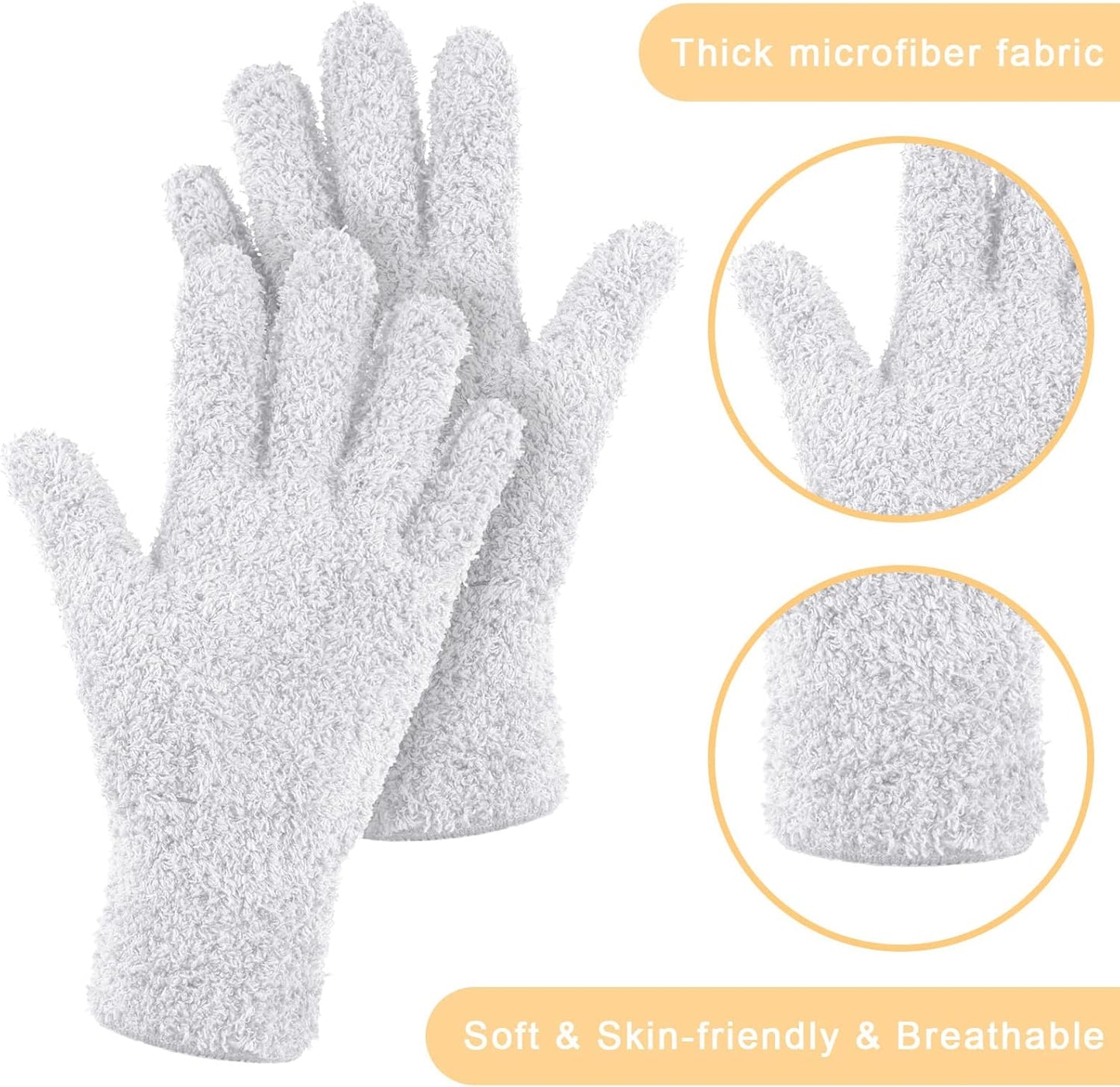 Patelai 3 Pairs Microfiber Plant Dusting Gloves Leaf Cleaning Gloves for Indoor Plants, Blinds, Furniture, House(Medium,White)