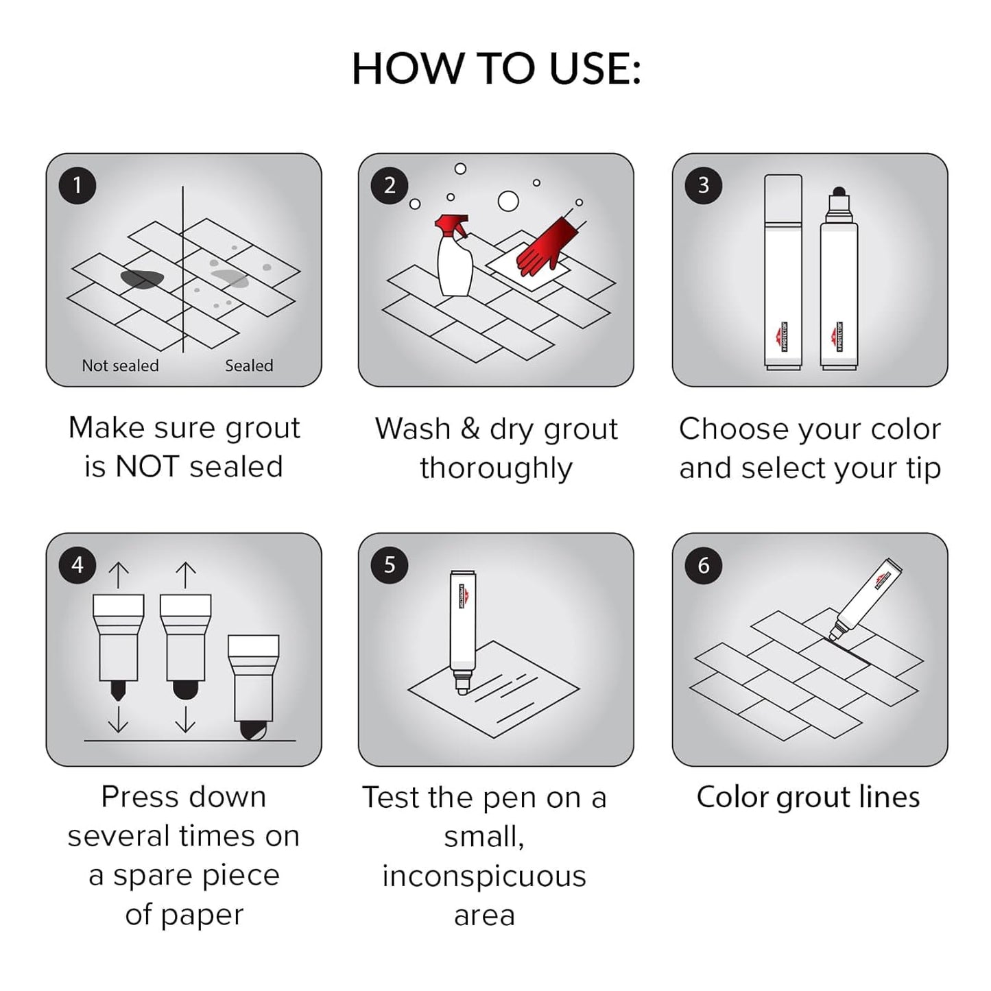 X-Protector Pen for Grout - 2 PCS, Black - Ideal Grout Paint Pens to Make Grout Black Again - Premium Grout Renew Pen with 2 Tips Types - Make Your Grouts Perfect Again!