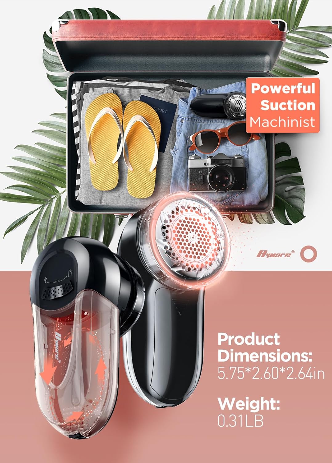 Bymore Fabric Shaver, Lint Remover, Lint Shaver Defuzzer Sweater Shaver for Clothes and Furniture AC Adapter Operated Pill Fuzz Remover (Space Black)