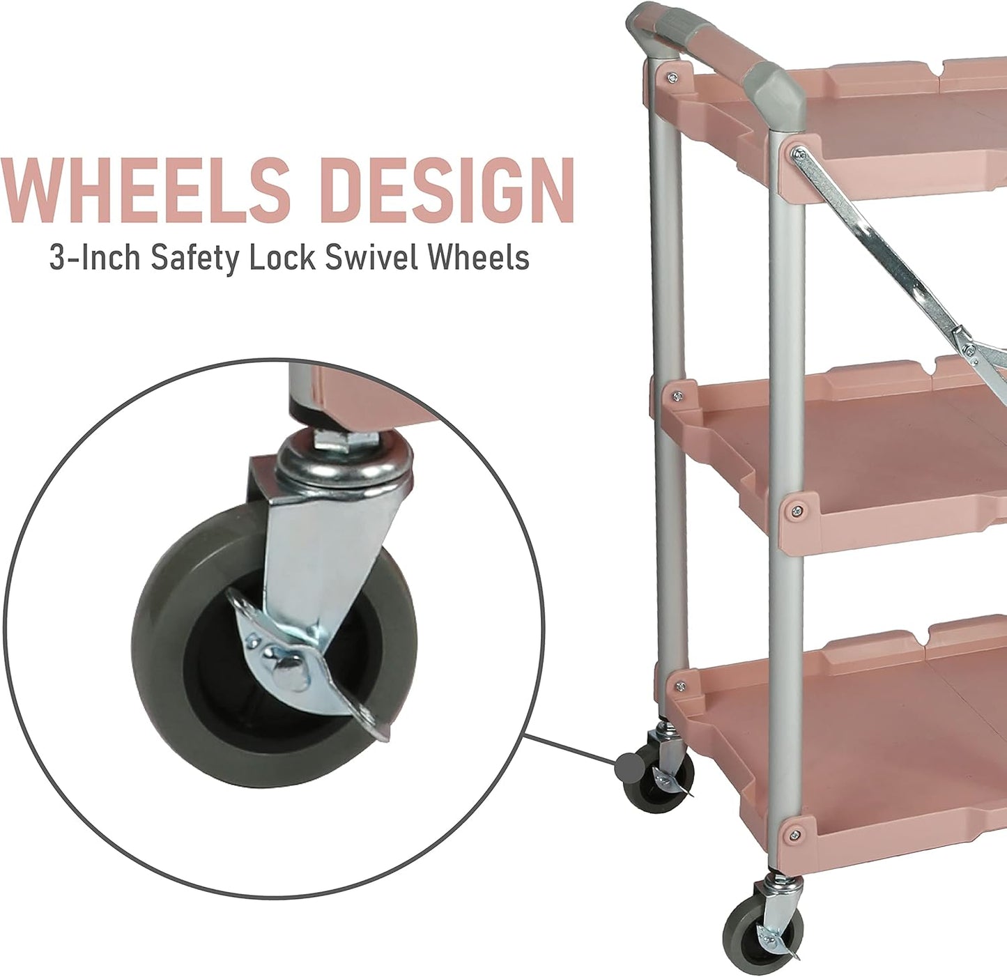 Olympia Tools 89-350 Pack-N-Roll Folding Collapsible Service Cart, 150LB Capacity, Rose