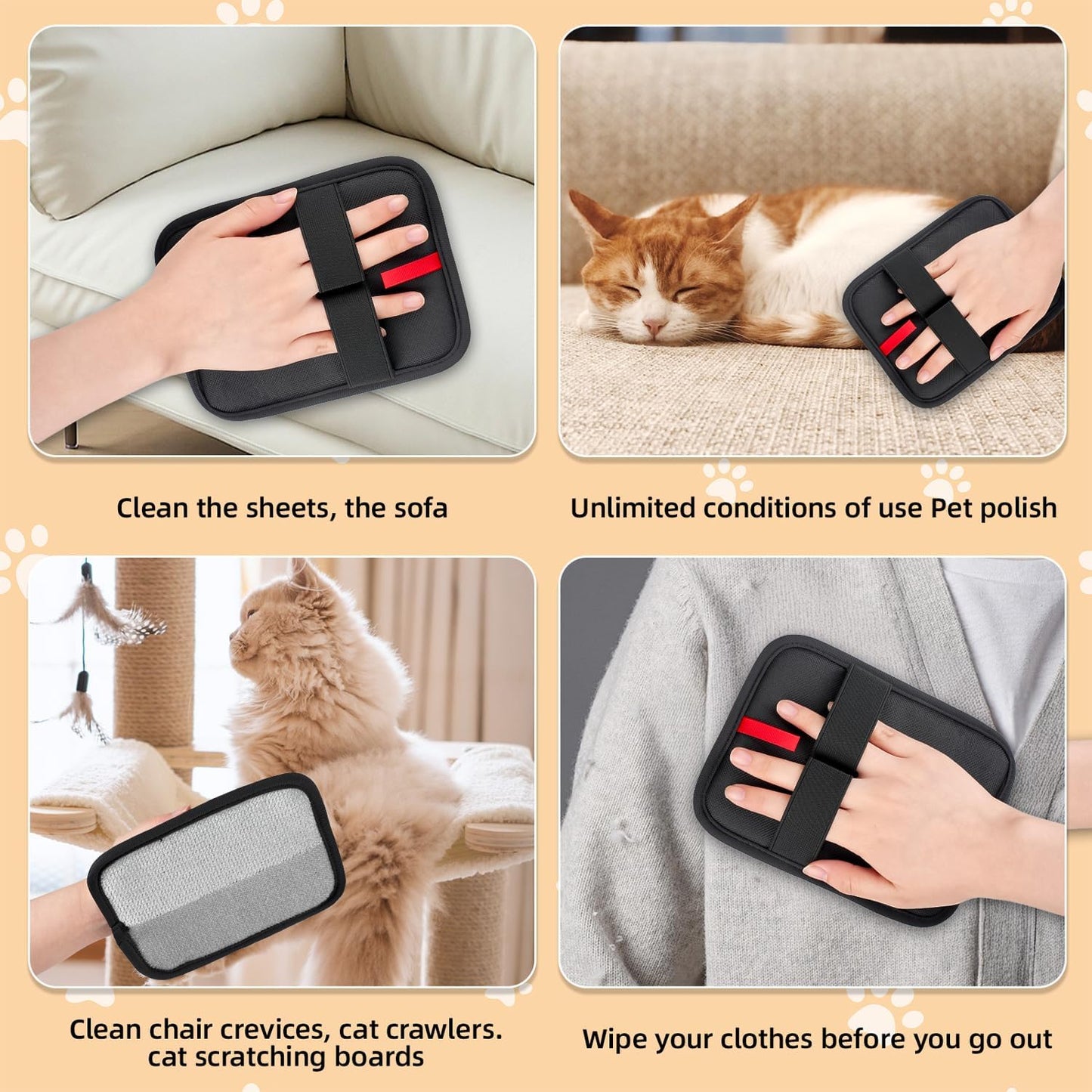 Pet Hair Remover, electrostatic pet Hair Removal Gloves, cat and Dog pet Hair Removal Tools, Suitable for Bed Sheets, Blankets, Clothes, Sofas, Multi-Functional Beauty Gloves -2 Piece