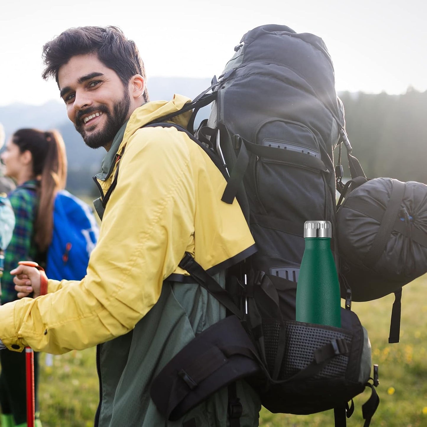 VEGOND 17oz Stainless Steel Water Bottles Bulk, Reusable Metal Sports Water Bottle Keeps Drink Hot and Cold, BPA Free Double Wall Vacuum Cola Shape Insulated Water Bottles for Camping Gym, 4 Pack