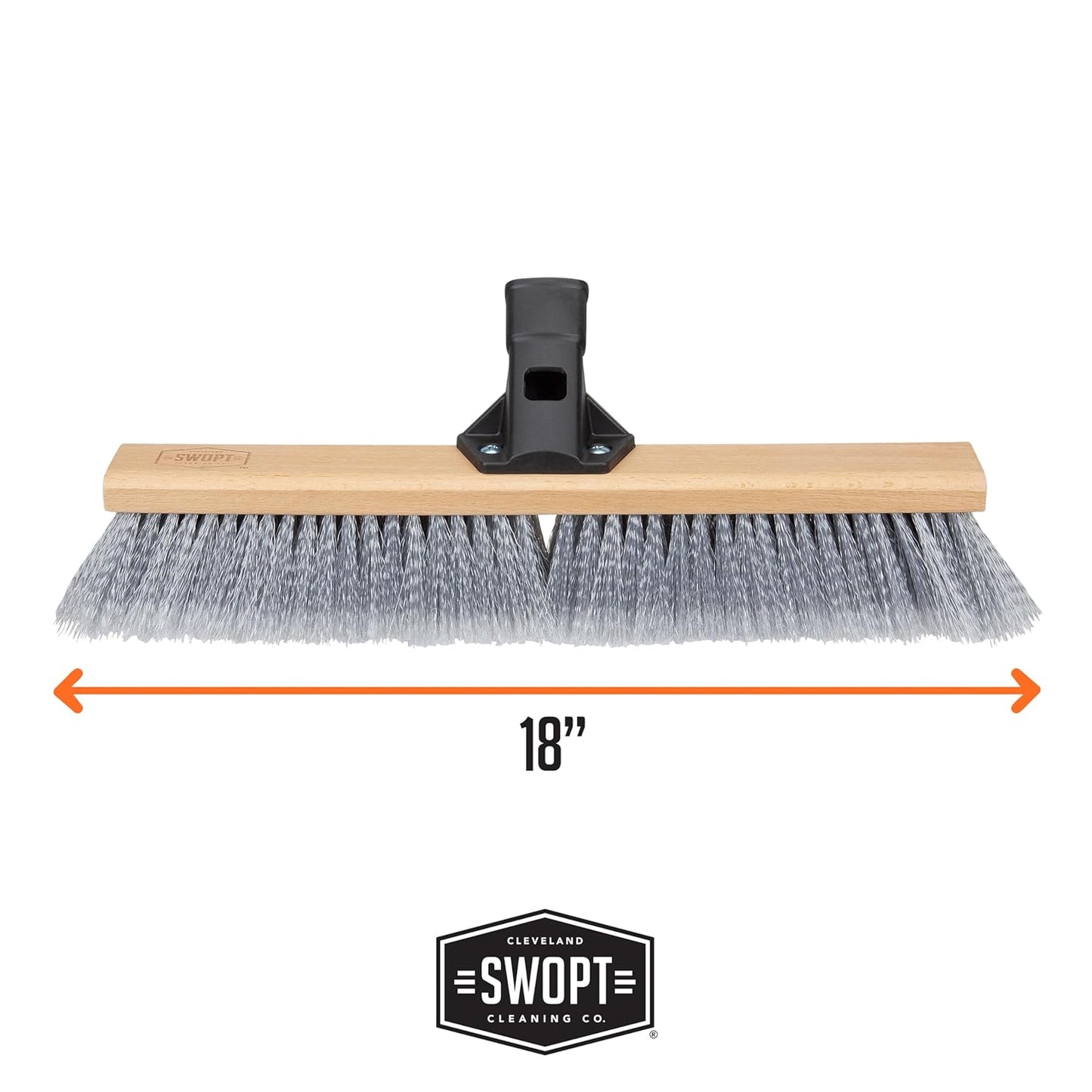 SWOPT 18” Premium Multi-Surface Push Broom Head — Indoor and Outdoor Push Broom — Cleaning Head Interchangeable with All SWOPT Cleaning Products for More Efficient Cleaning and Storage