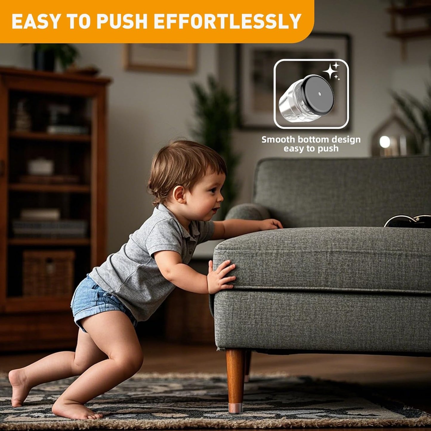 Furniture Sliders,24 PCS Chair Leg Sliders for Carpet, Furniture Movers Sliders, Carpet Chairs Furniture Glides, Floor Protectors, Carpet Moving Sliders Easily Move.(Clear,Fit:1.2-1.6")