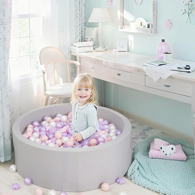 GOGOSO Pink and Purple Star Pit Balls for GirlsToddlers for Playhouse, Baby Pool, Play Ball Fun Centers, for Babies, Kids, Toddlers 1-3, Phthalate Free BPA Free
