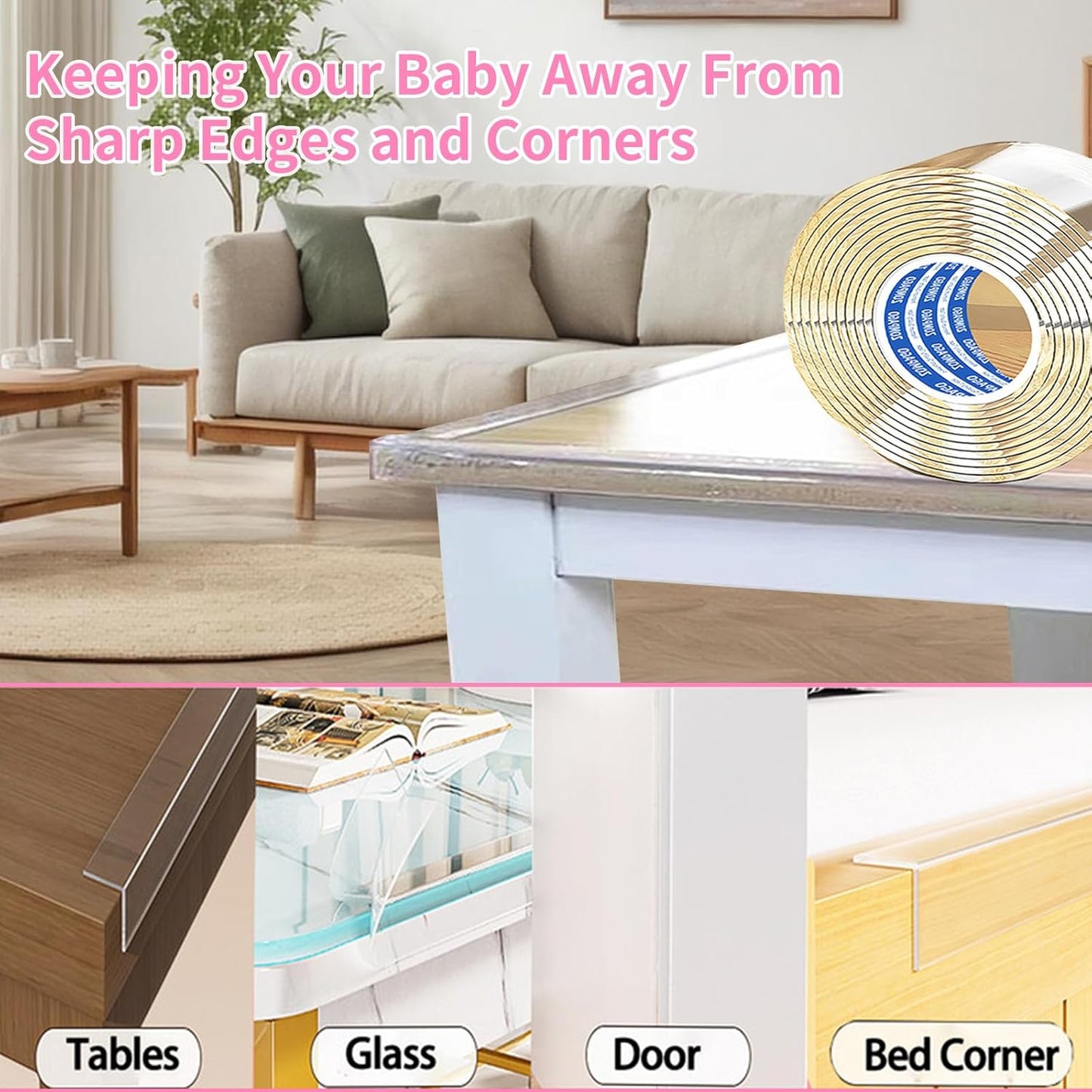 Clear Soft Corner Protectors for Furniture Strip,1.8in x13FT,Sharp Edge & Table Bumper,Window Edge,Wall Protector, Soft Corner Guards Safe for Proof,Table Corner Protectors in Family