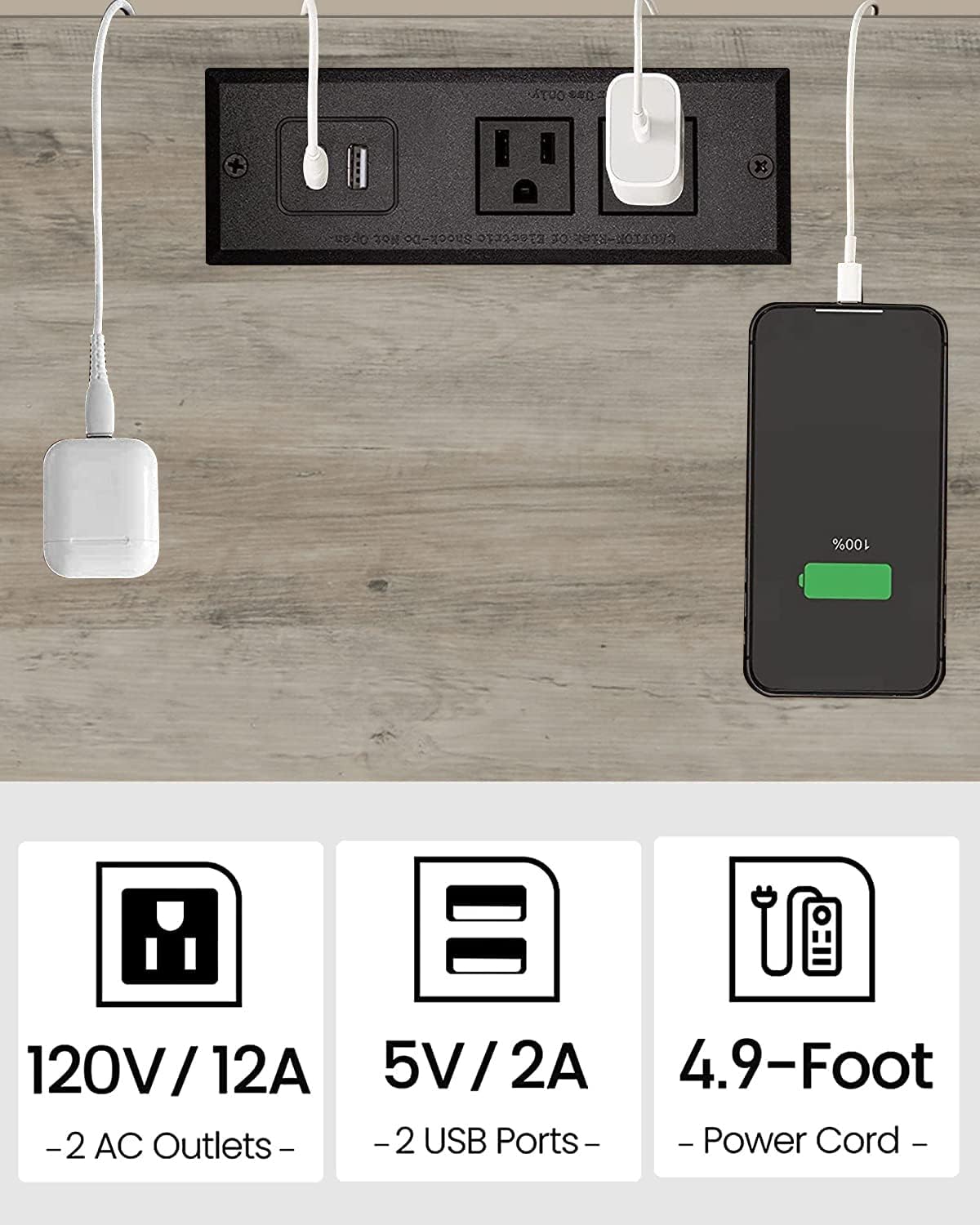 TUTOTAK End Table with Charging Station, Set of 2, Small Side Table, Nightstand Bedside Table, 2-Tier Storage Shelf for Small Space, Living Room, Bedroom Greige V1TB01BG041