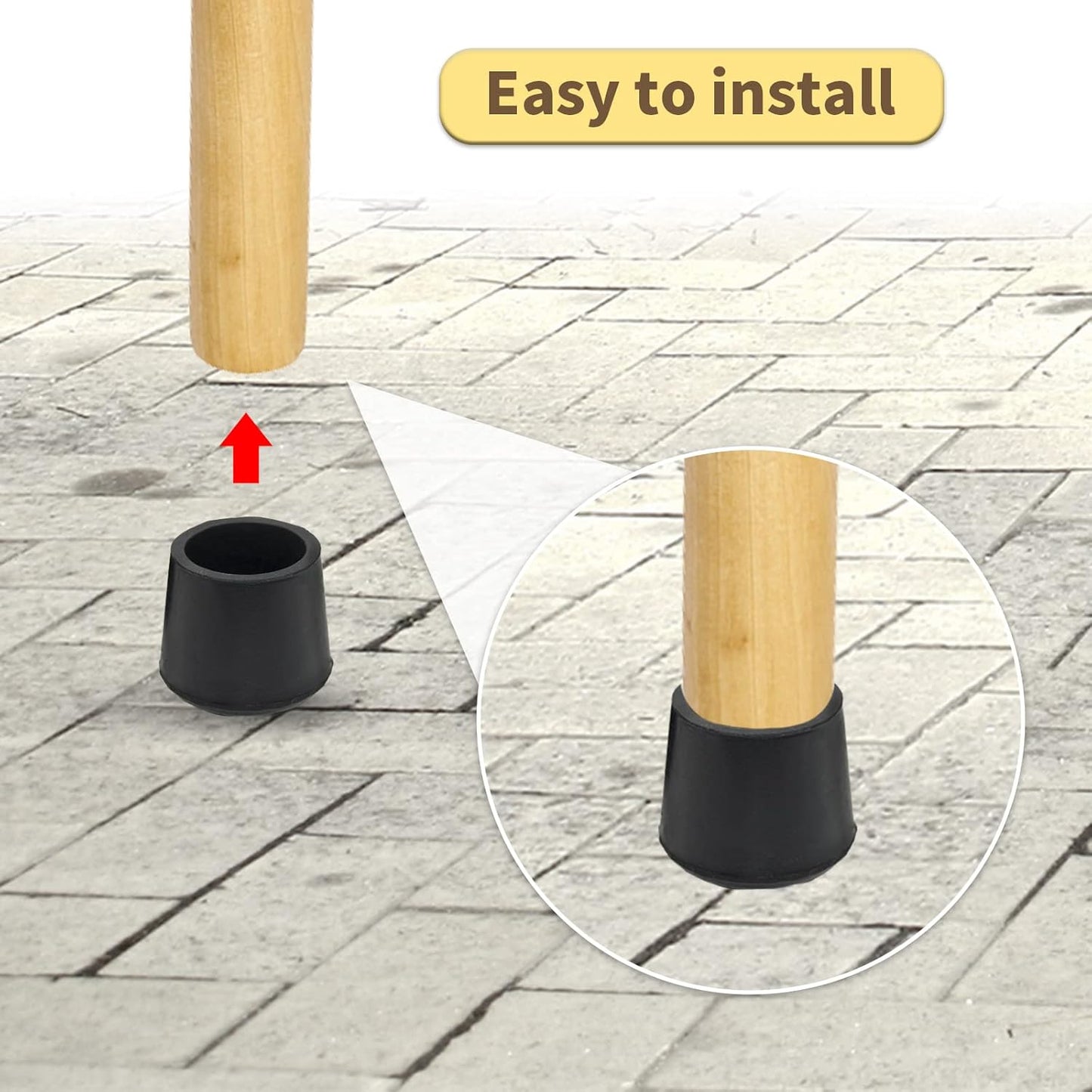 Flyshop Furniture Table Covers Non-Slip Rubber Leg Tips Caps Chair Leg Floor Protectors, Round, Black, 4PCS, Size 10 mm, 3/8"