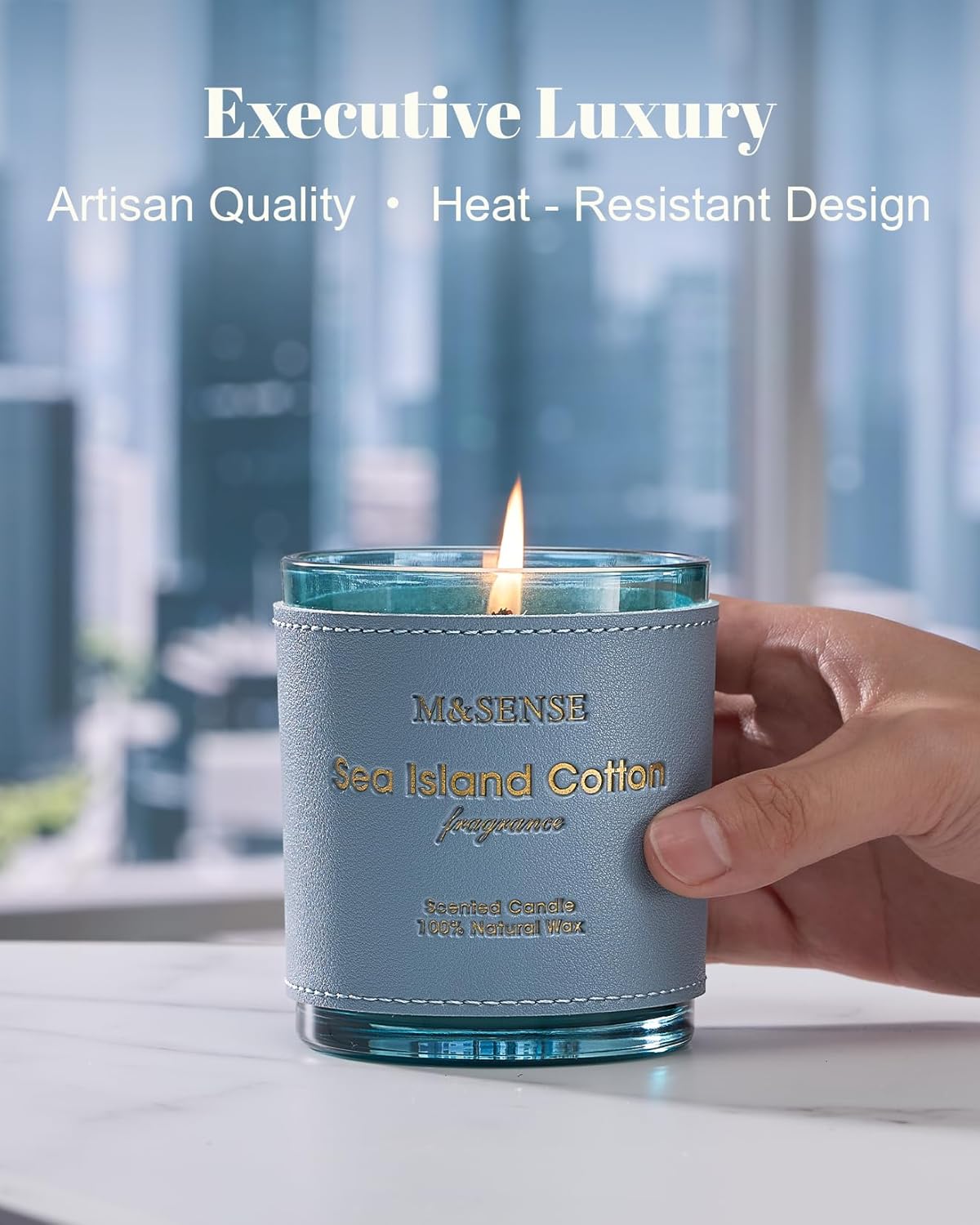 M&SENSE Green Floral Musky Scented Candles,Vegan Soy Wax,10oz 42-Hour Long Lasting Burning Time,Heavy Scented Candles for Relaxing Bathtub Sleep, Housewarming Gifts for Women & Men