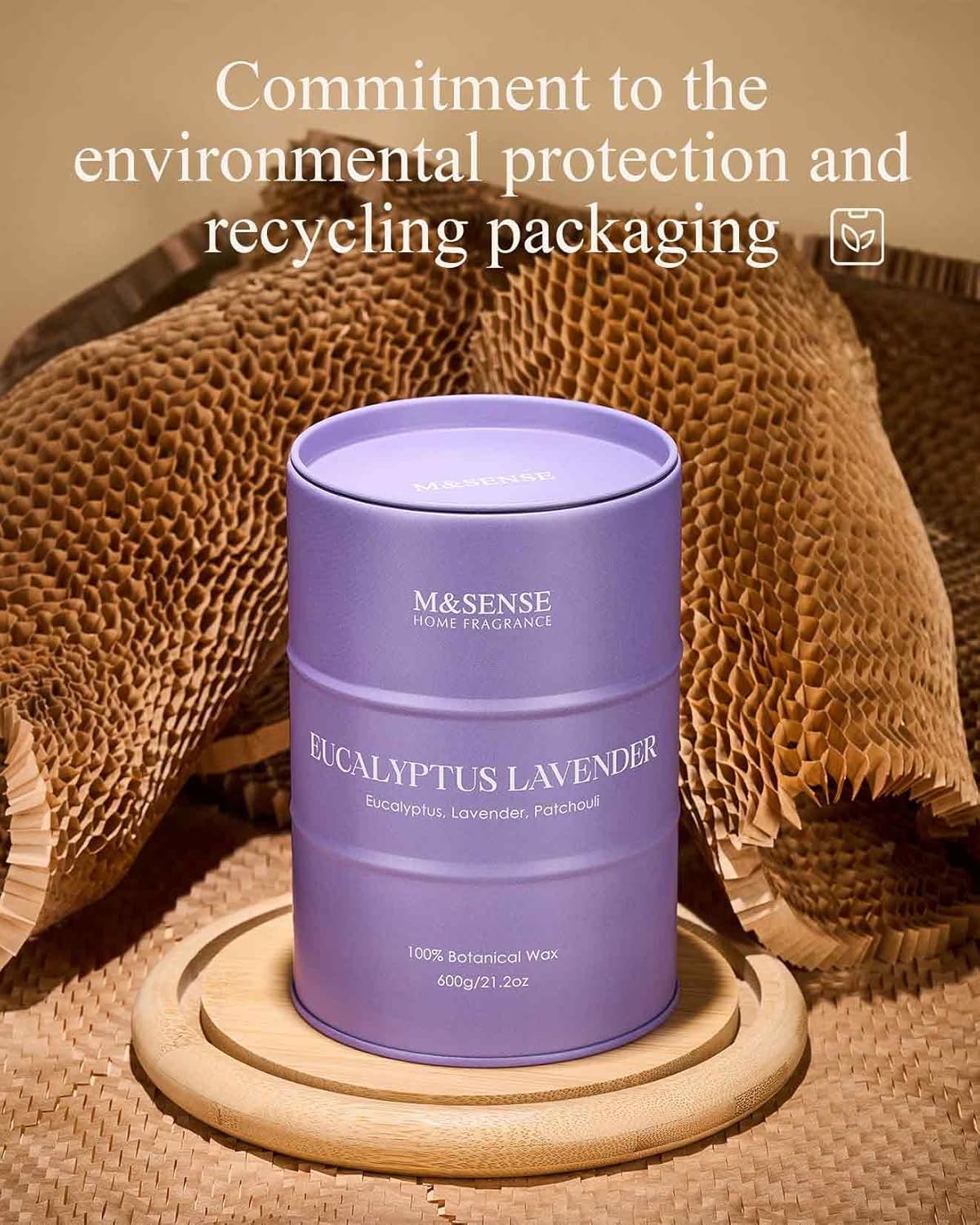 M&SENSE Eucalyptus Lavender Scented Candles Large, Natural Soy Candles 21.2oz 120 Hour Slow Burning,Aromatherapy Candle for Stress Relief Meditation Relaxing
