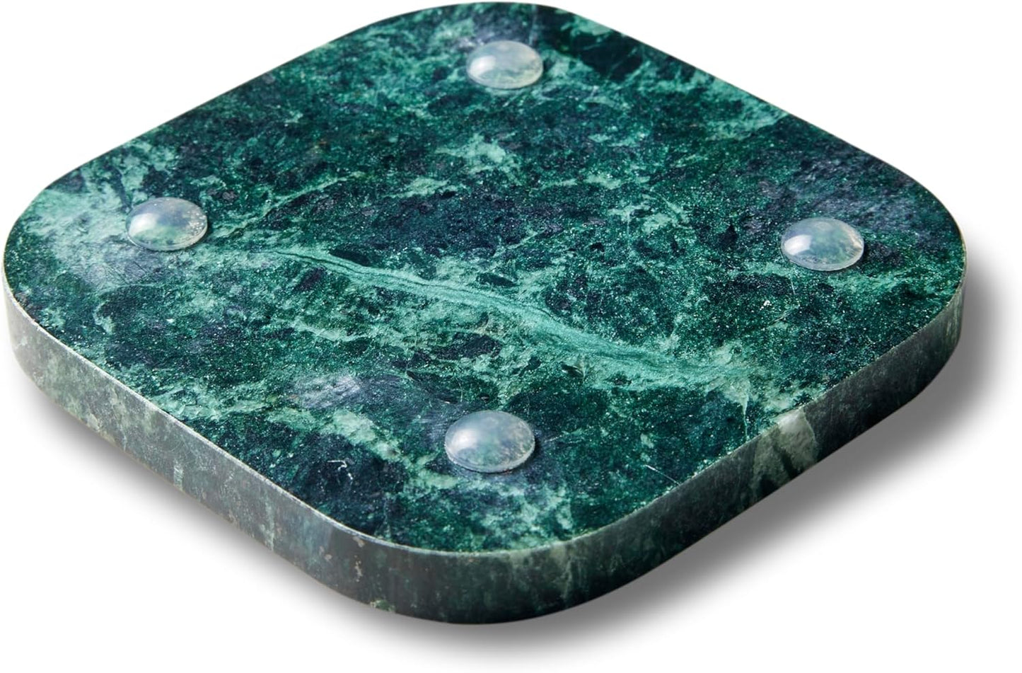 ๐๐ญ๐๐ฅ๐ข๐๐ง Green Marble Coasters โ Set of 4 โ Square Modern Bar Coasters for Drinks, Coffee โStone Holder for Home Dรฉcor, Housewarming Gifts (Dark Green)