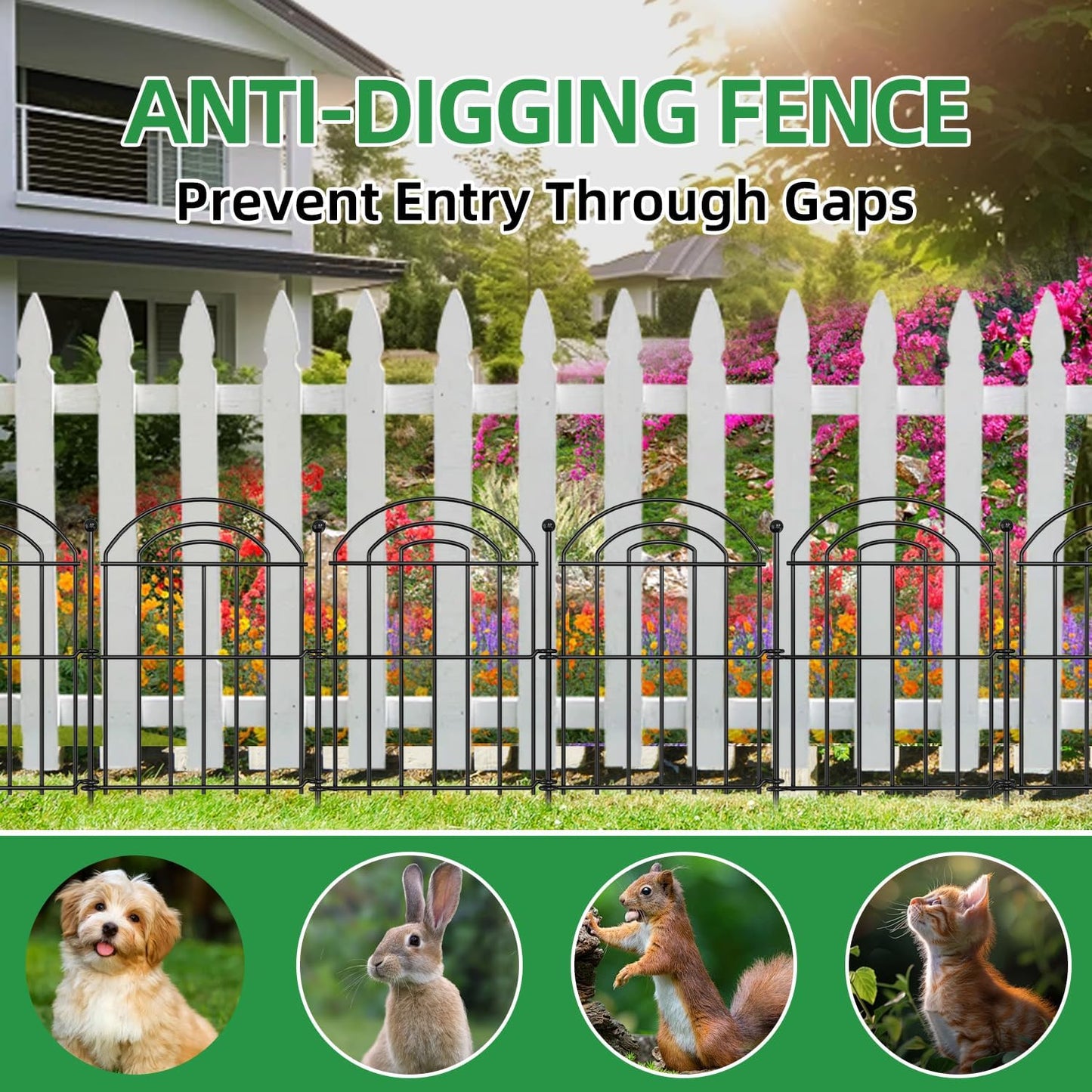 Decorative Garden Fence, 17in(H) x19.5ft Rustproof Metal No Dig Fence Animal Barrier Fence for Dog Rabbit, Wire Border Panel Fencing for Yard Patio Outdoor Decor 18 Pack.