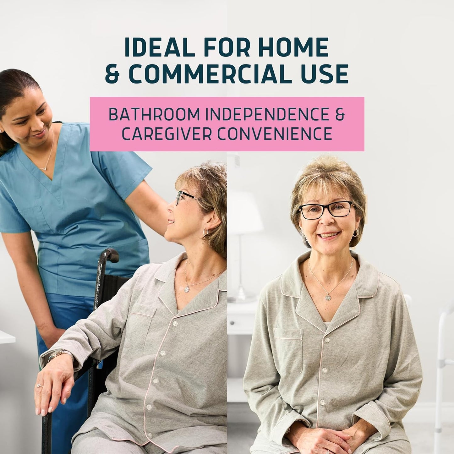 Lunderg Commode Liners with Absorbent Pads - Rose Scent Medical Grade 50 Count Universal Fit - Disposable Bedside Commode Liners and Pads for Adult Chairs, Portable Buckets & Camping Toilet Bags