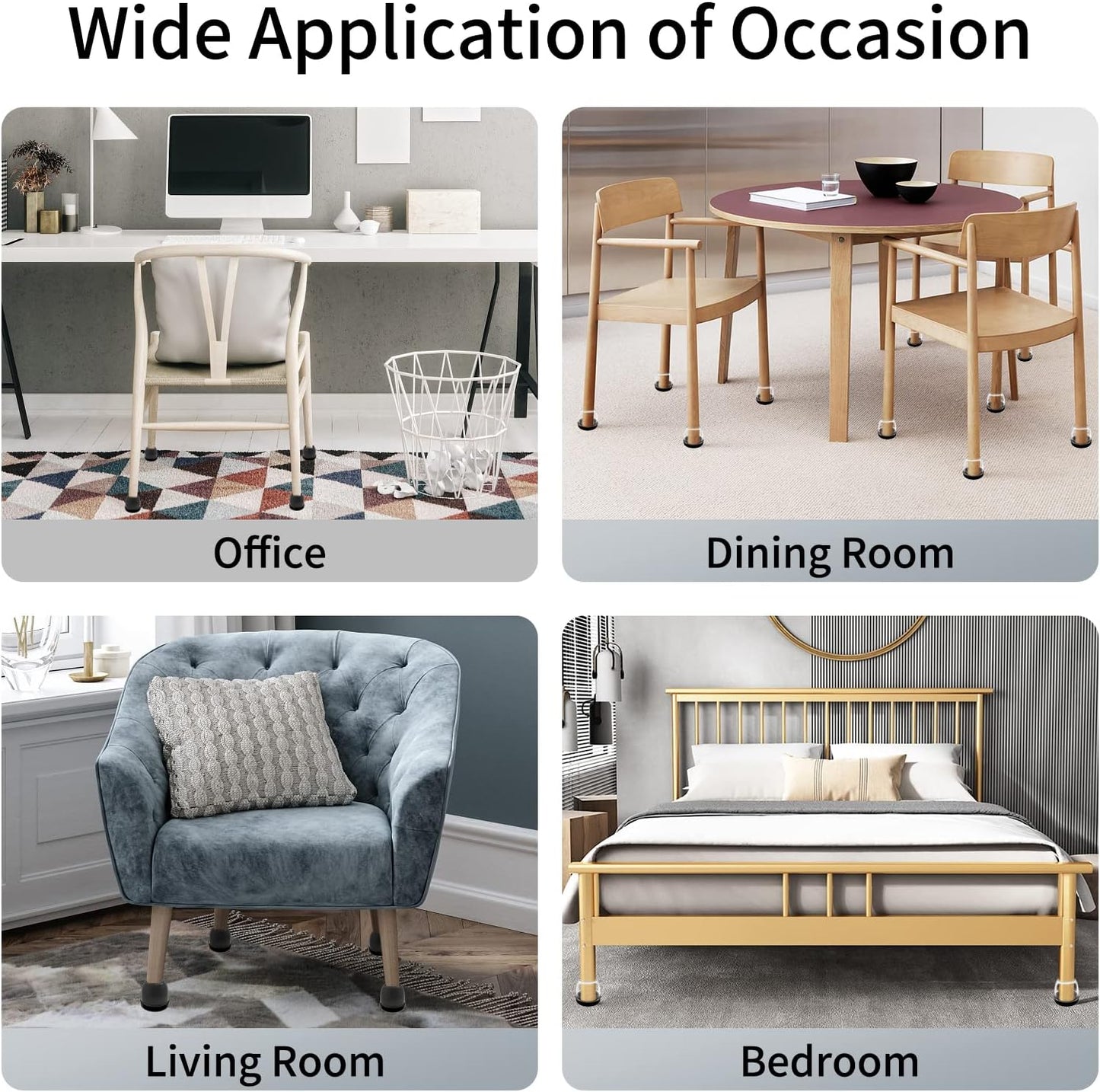 Ezprotekt 8 Pcs Large Black Chair Leg Sliders for Carpet, Round Chair Glides for Rug, Teflon Furniture Pad Bar Stool Leg Protectors Caps for Table, Couch, Desk Legs (XL Fit: 1-2/5" to 1-13/20")