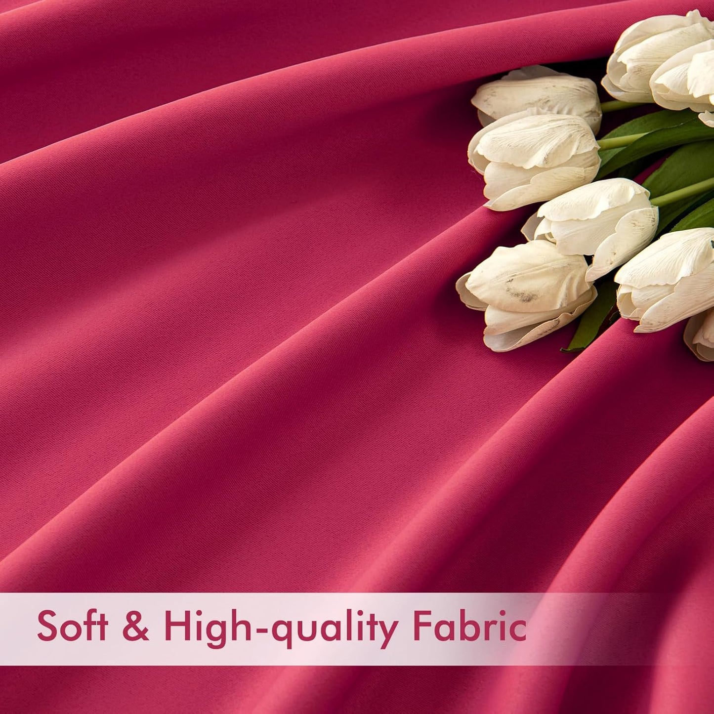 MIULEE Hot Pink Back Tab Blackout Curtains 90 Inches Long 2 Panels Set for Living Room Bedroom Privacy, Rod Pocket/Pinch Pleat Thermal Insulated Room Darkening Pleated Light Blocking Drapes