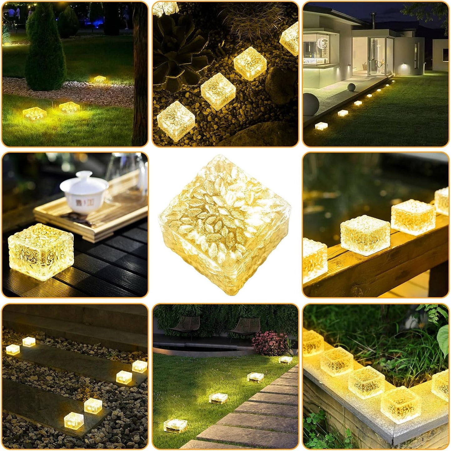 Solar Brick Lights - Outdoor Waterproof Patio & Garden Decor (3 Packs) for Patio, Yard, Walkway, Pathway