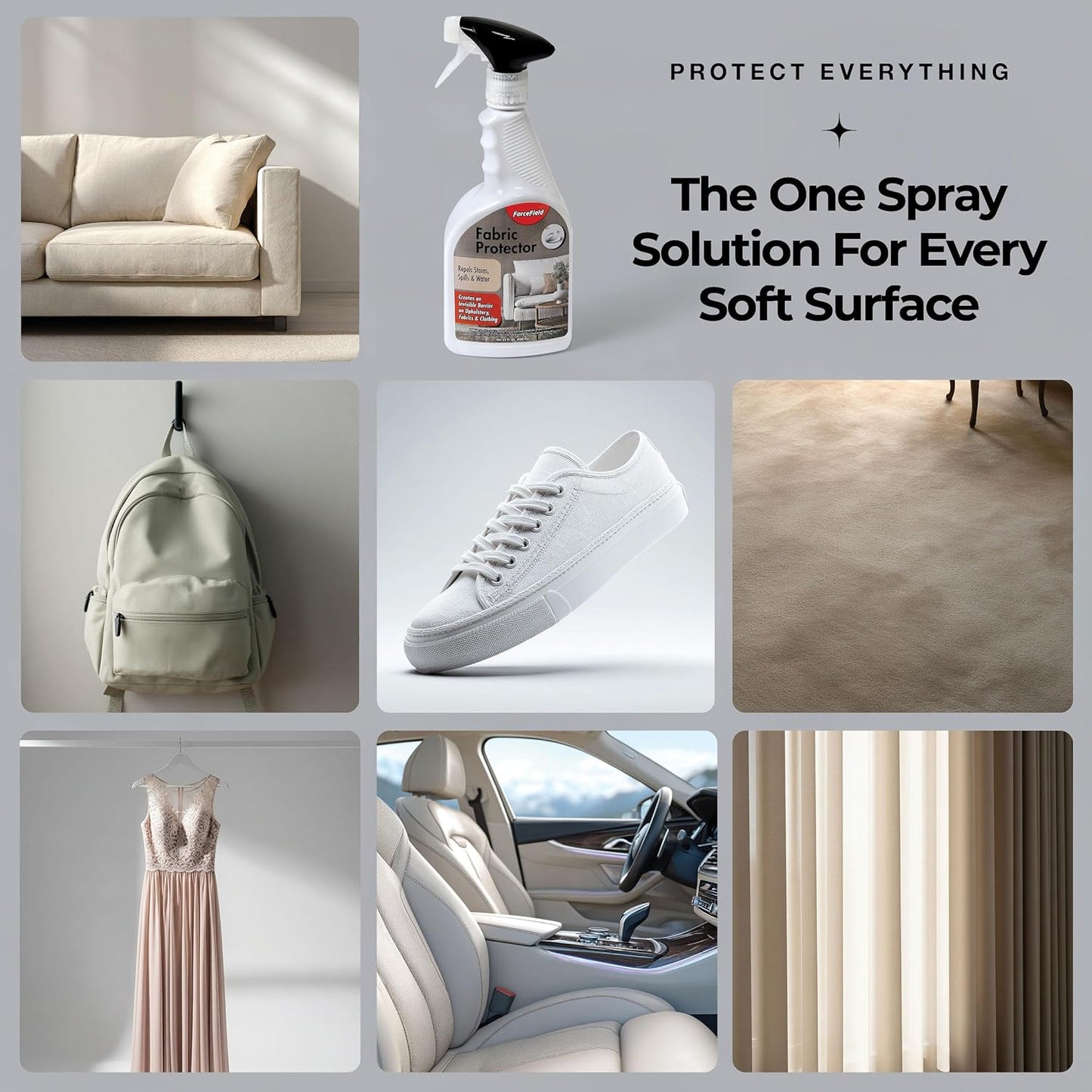 ForceField Fabric Protector Spray – Long-Lasting, Non-Toxic Water & Stain Repellent – Safe for All Fabrics – Indoor & Outdoor Use – 22 oz