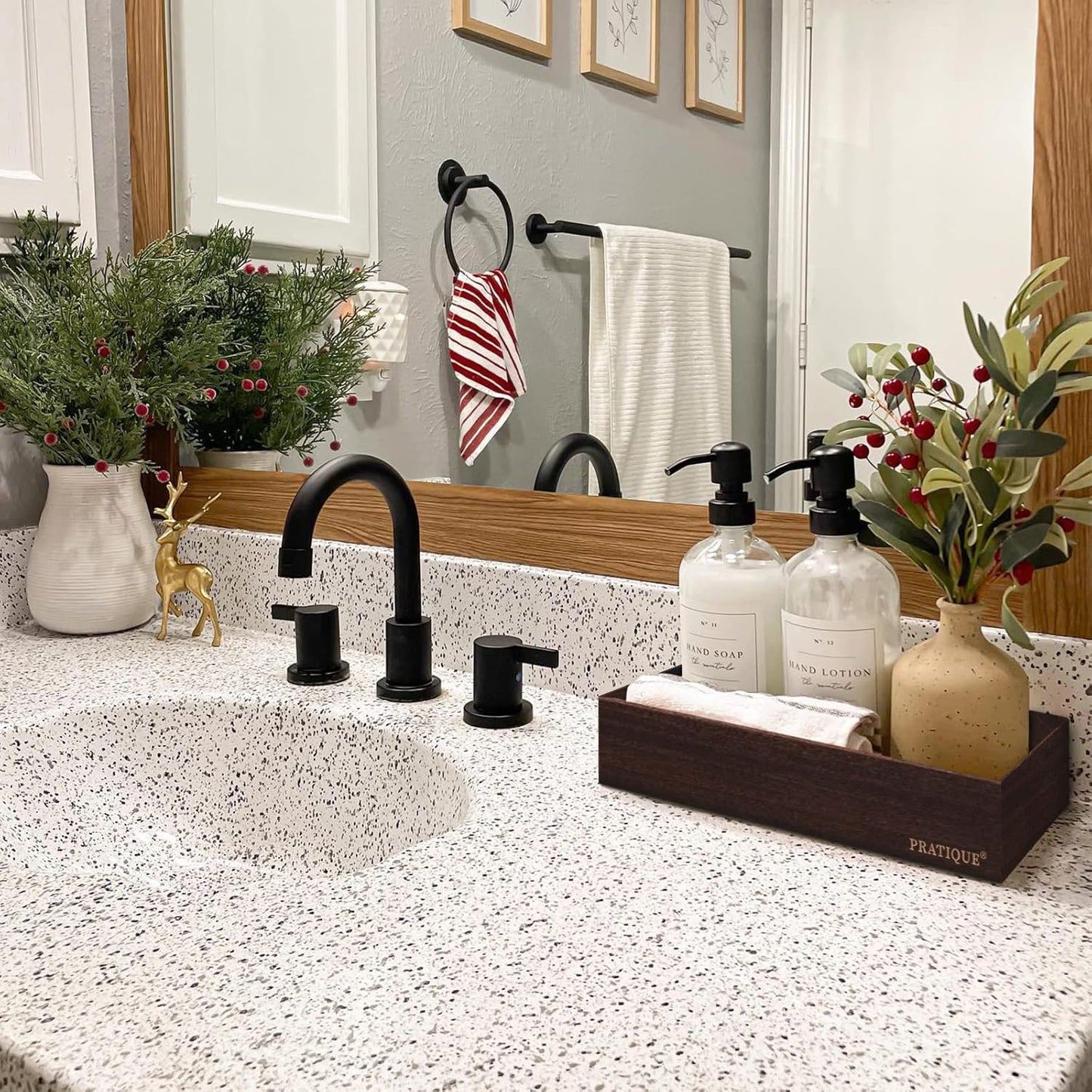 Bamboo Drawer Organizer - Kitchen Utensil Organizer Silverware Tray Cutlery Holder,Office Desk Supplies and Accessories,8.9 * 5.9 * 2.6,Nut-brown