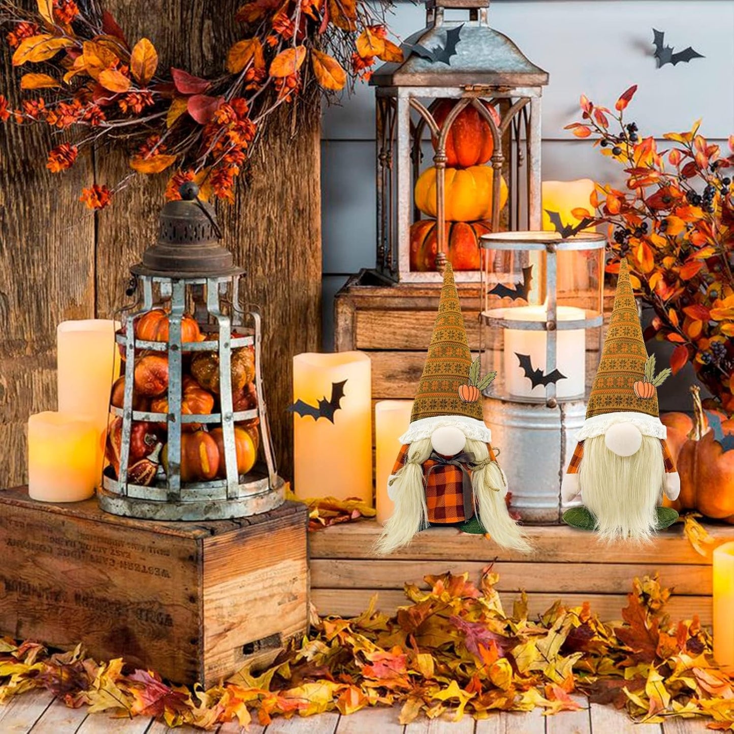 Lovinland Fall Decor - Fall Decorations for Home - Cute Thanksgving Gnomes Plush Doll for Office, Indoor, Room, Mantel, Shelf, Tiered Tray, Porch, Desk, Harvest Table Centerpieces - Autumn Gifts