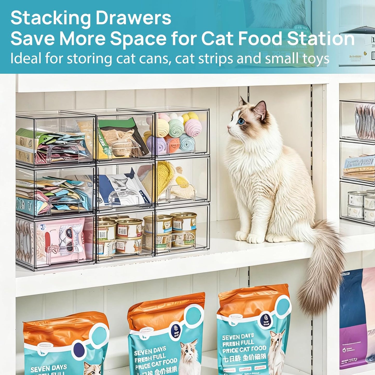 Vtopmart 8 Pack Clear Small Stackable Storage Drawers,Acrylic Bathroom Makeup Organizer,Plastic Storage Bins For Vanity, Undersink, Kitchen Cabinets, Pantry, Home Organization