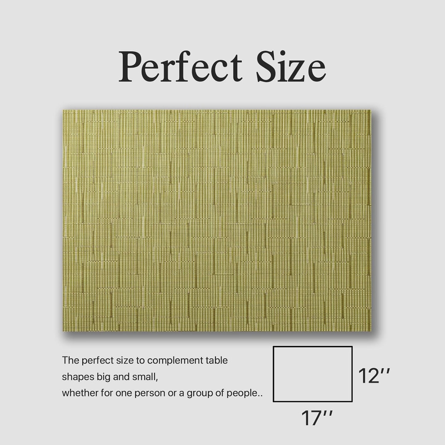 Placemats Set of 8 - Easy Clean Woven Vinyl Placemats for Dining Table, Indoor/Outdoor Place Mats, Washable PVC Table Mats (Pea Green)