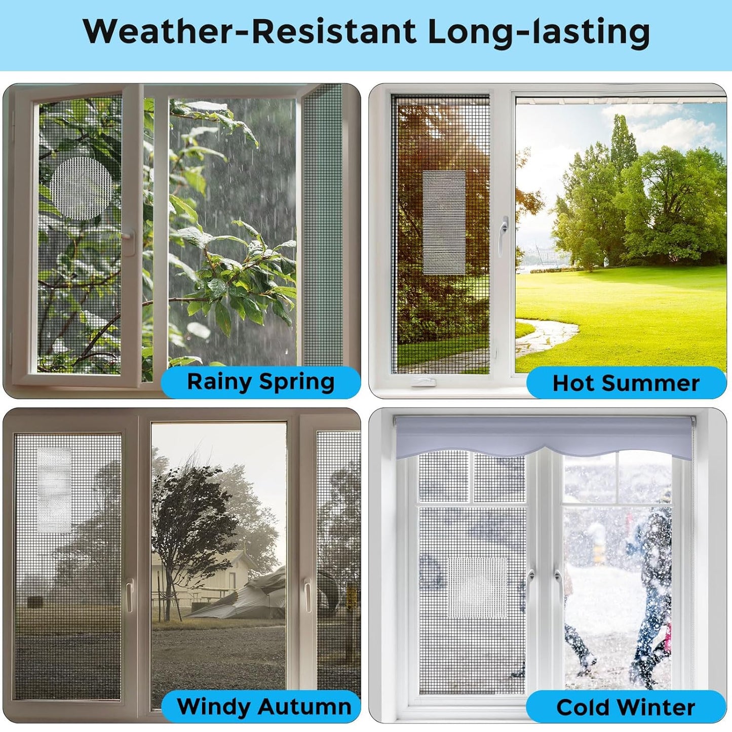 White Window Screen Repair Tape, 2 in X 30 FT (360IN) Kit for Windows or Doors, Strong Adhesive Patch Fiberglass Mesh Repair