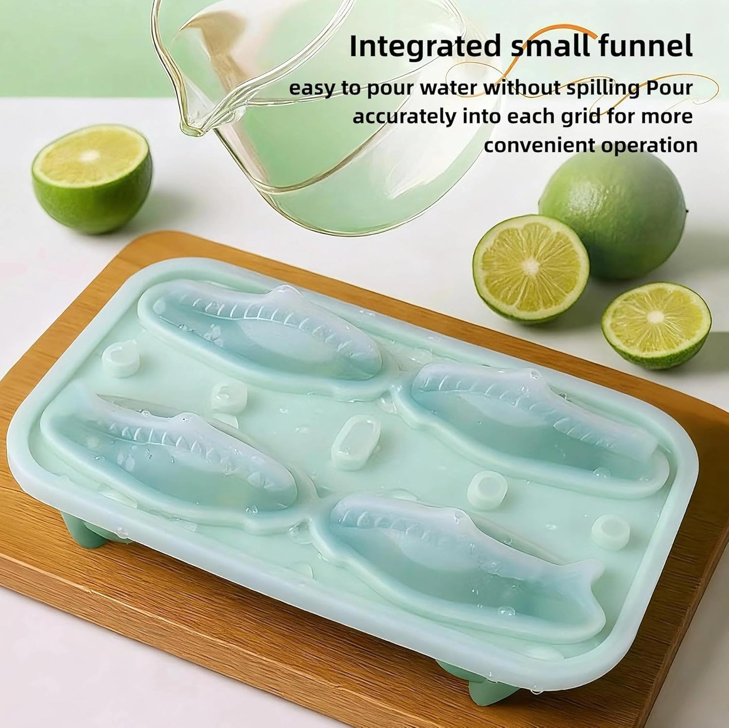 7.48inch Newly Upgraded 4-grid 3D Dinosaur Ice Tray and Covered Silicone Ice Tray, Suitable for Bars, Outdoor and Home Use (1, grey)