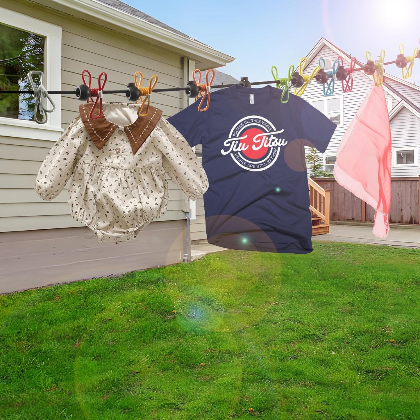 2 Pack Camping Clothesline Portable 12 Clothespins, Black Camping Accessories Travel Clothesline for Outdoor Indoor, Retractable Clothes Line Elastic Clothesline for Camper Hotel Room