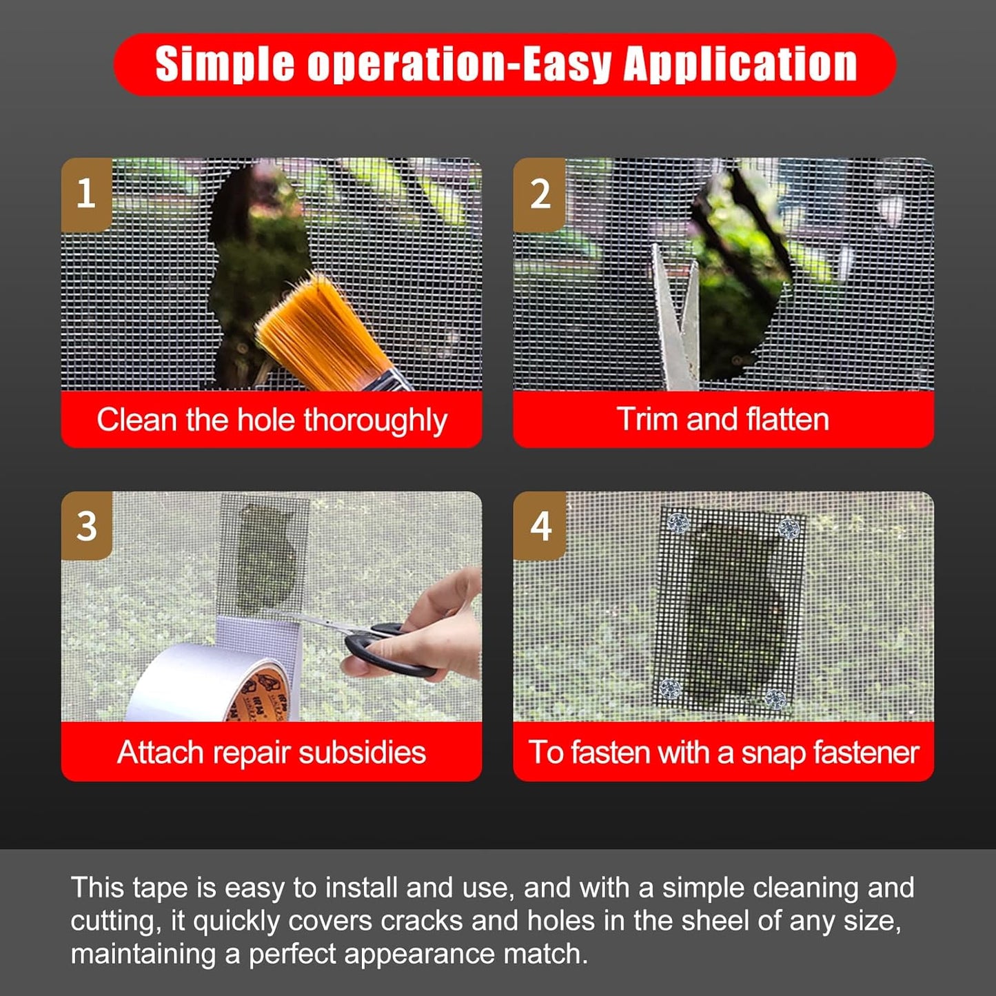 Super Strong Adhesion Screen Repair Tape Replacement Kit, Made of 3M, Screen Tape Mesh Repair for Window Screen and Screen Door Tears Holes, Grey 1.97In X 6.57Ft