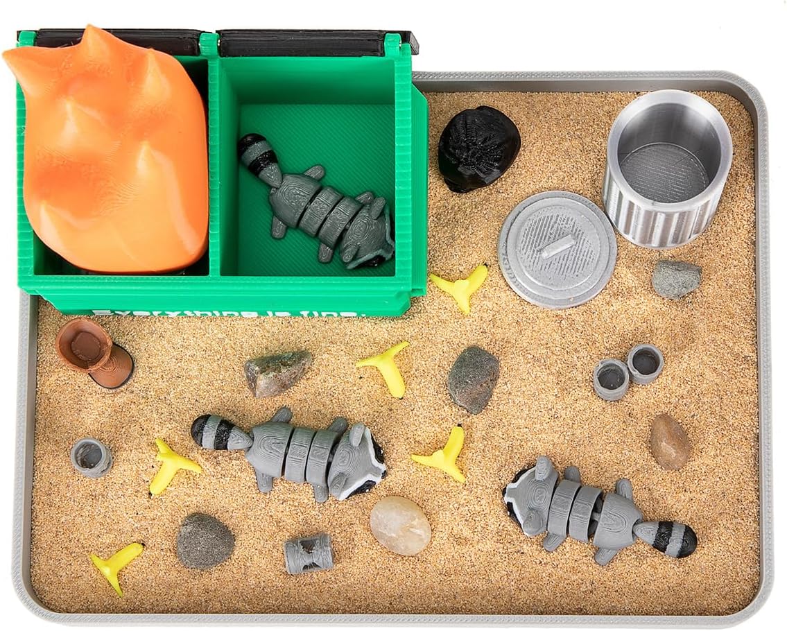 Stylor Dumpster Fire Zen Garden Desk Decor - Miniature Sandbox with Raccoon & Flames, Humorous Office Stress Relief Gift, Includes Stones, Sand & Accessories